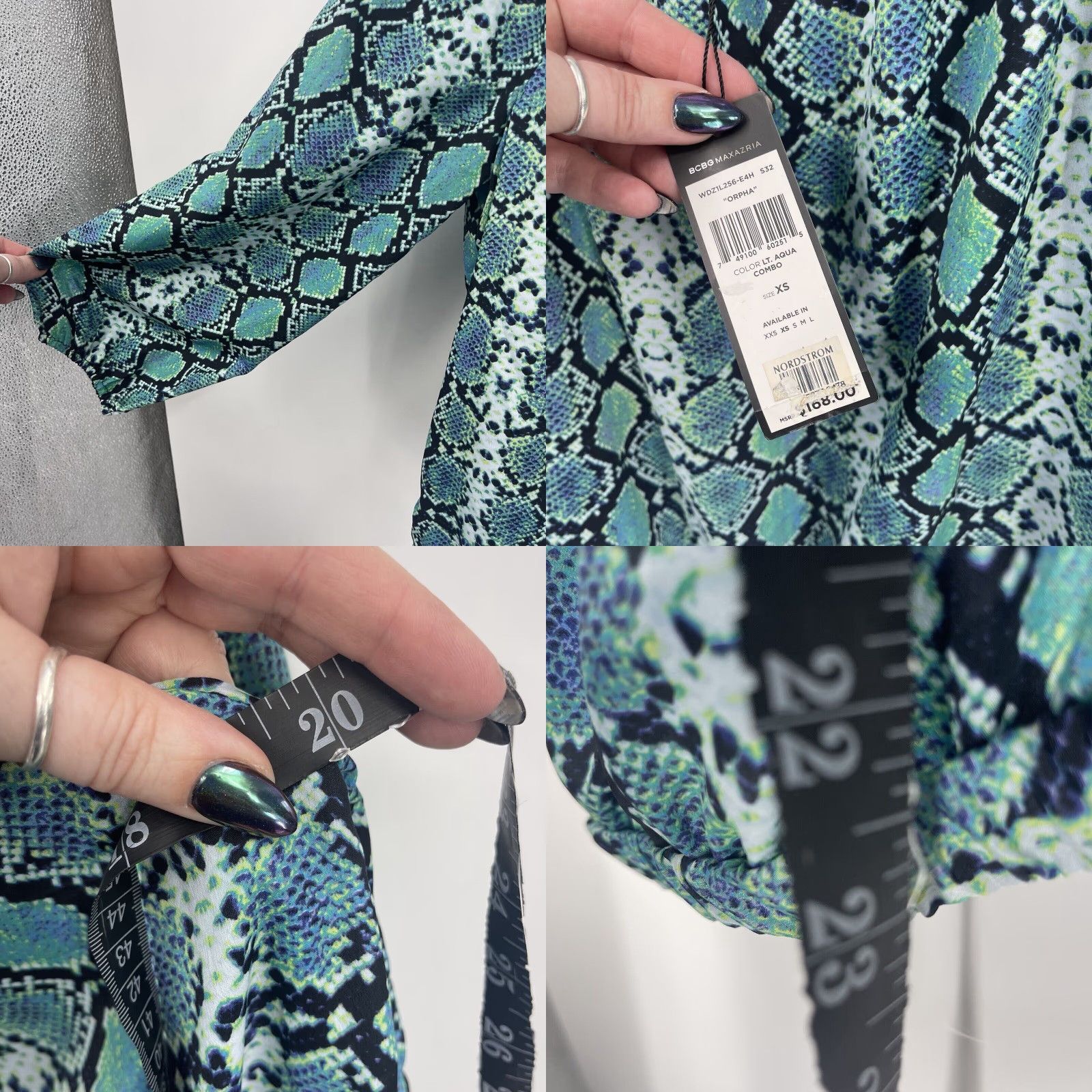 Bcbgmaxazria BCBG MAXAZRIA Orpha Blouse Womens XS Reptile Print Off The Shoulder Luxury Size XS / US 0-2 / IT 36-38 - 8 Thumbnail