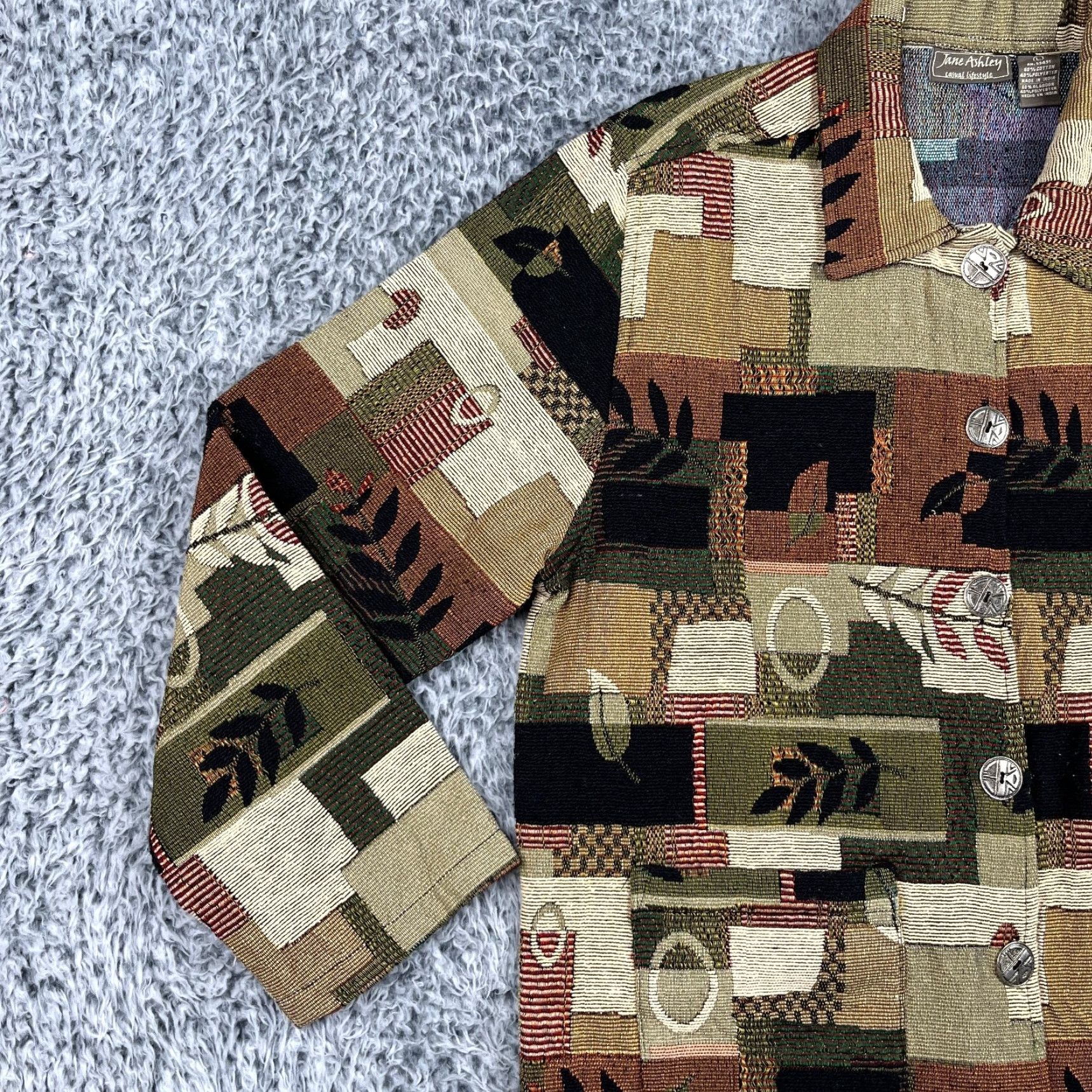 Vintage VINTAGE Jane Ashley Tapestry Jacket Womens Large Fall Autumn Patchwork Metal Button Size L / US 10 / IT 46 - 4 Thumbnail