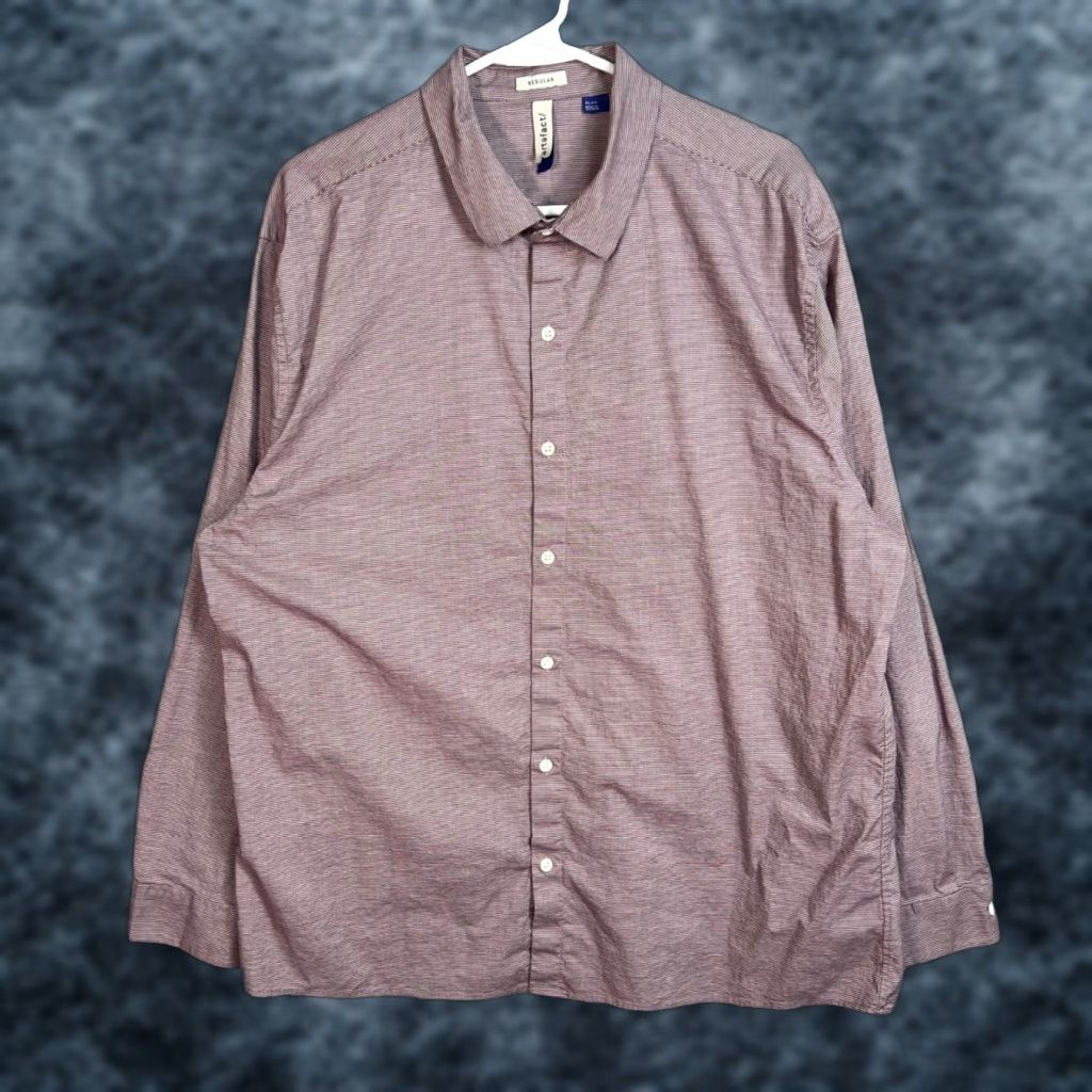 Vintage Artefact Shirt Men XL Red Striped Long Sleeve Button-Up Cotton Spandex Blend 8/10 Vintage/ Deco 90s style Mens Size US XL / EU 56 / 4 - 1 Thumbnail