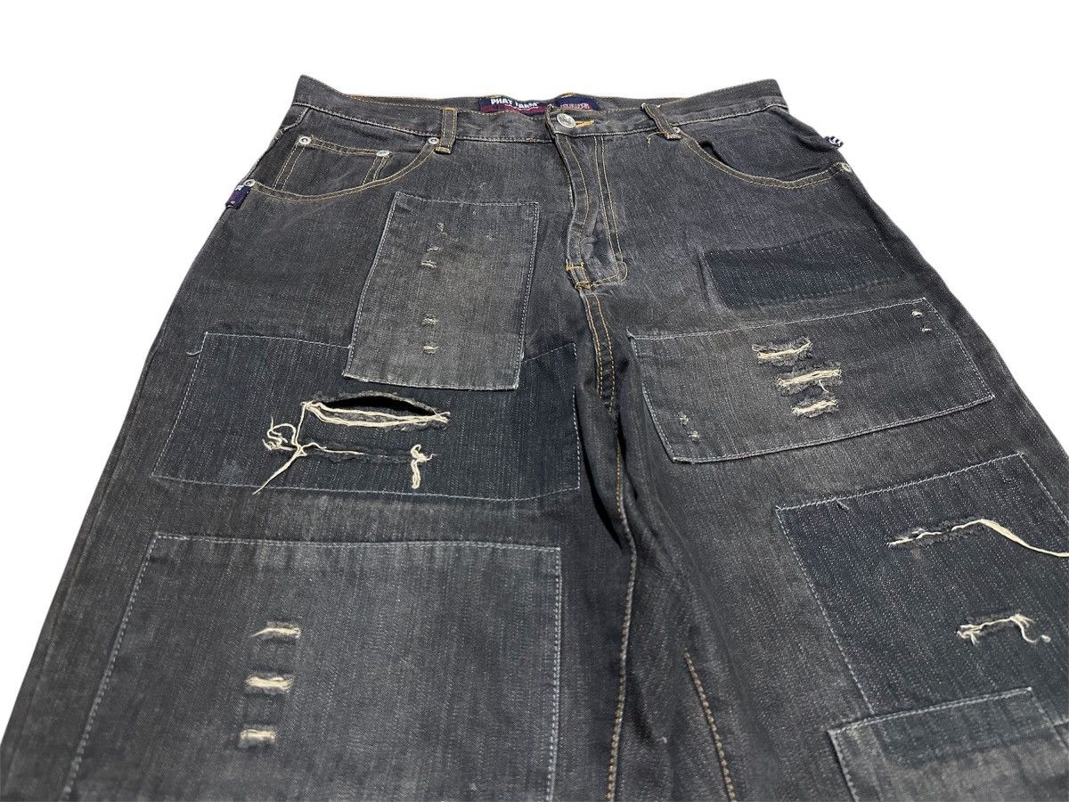Japanese Brand 🔥Sick Y2K Phatfarm Patchwork Baggy Denim Distressed Size US 32 / EU 48 - 1 Thumbnail