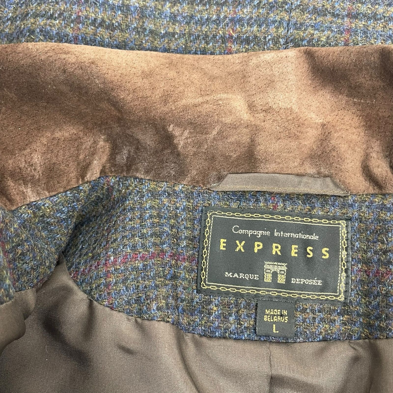 Express Express Suede Collar Wool Plaid Blazer Jacket Suede Size L Size L / US 10 / IT 46 - 10 Thumbnail