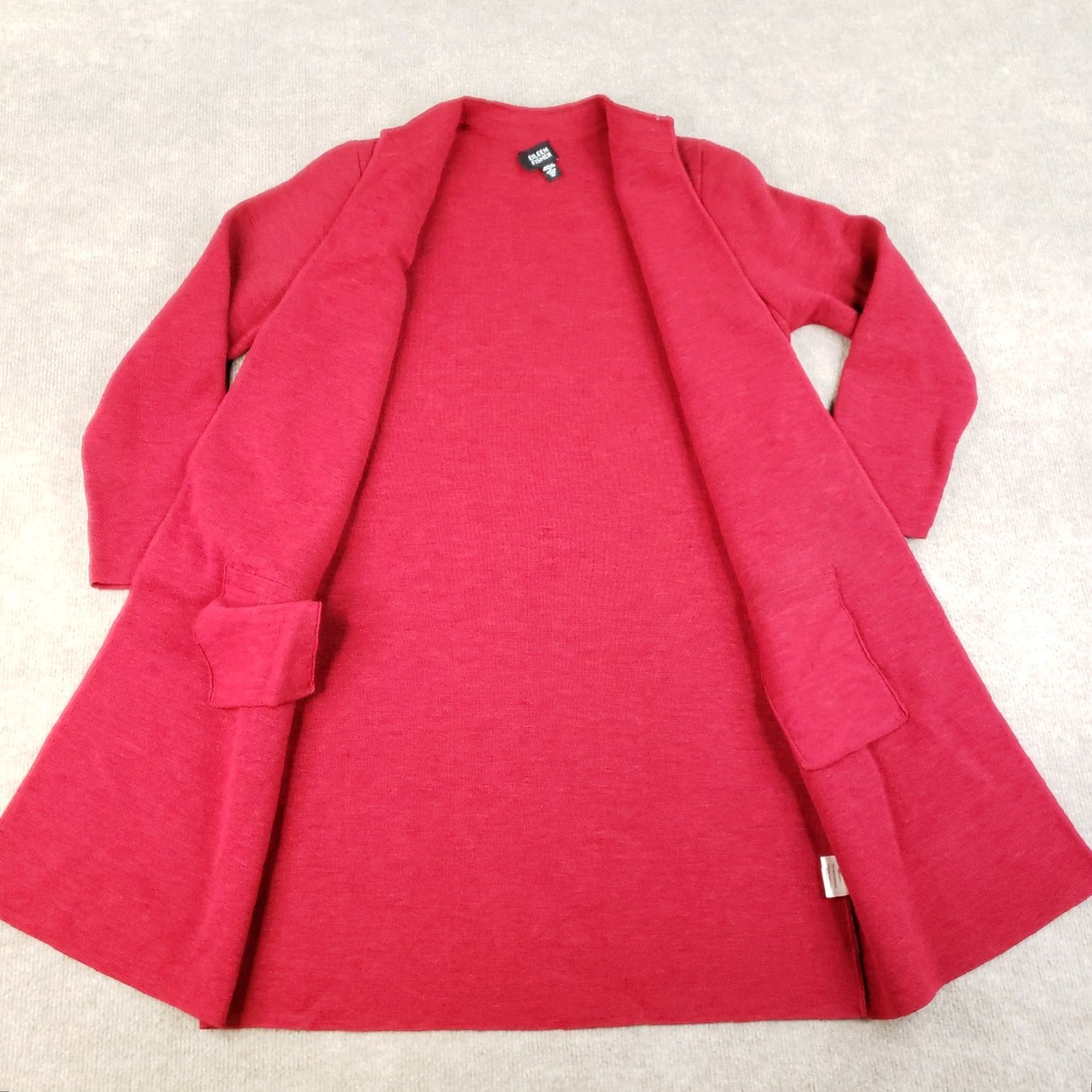 Eileen Fisher VINTAGE Eileen Fisher Cardigan Sweater Womens M Red Open Front Pockets Holes Size M / US 6-8 / IT 42-44 - 6 Thumbnail