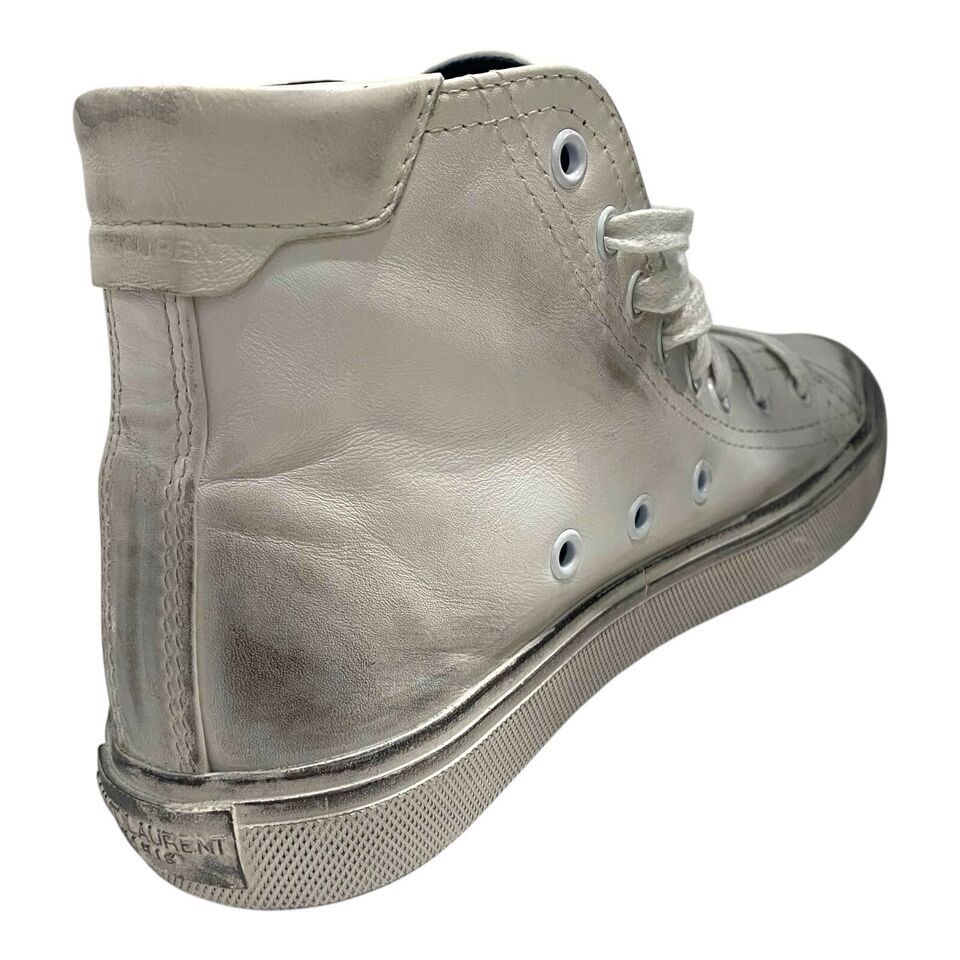 Saint Laurent Paris $695 Bedford White Distressed Leather High-Top Sneaker Size US 5 / IT 35 - 12 Thumbnail