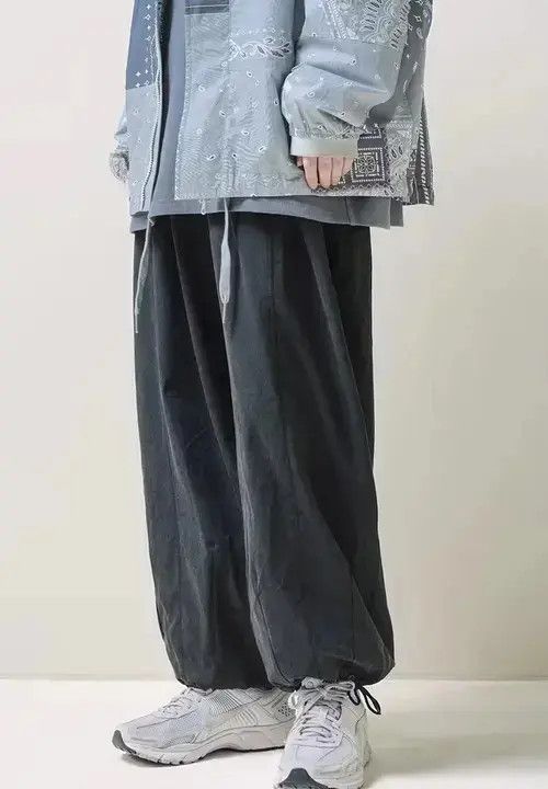 Japanese Brand 21SS Indigo Union Japan Black Minimal Casual Lantern Pants Size US 31 - 1 Thumbnail