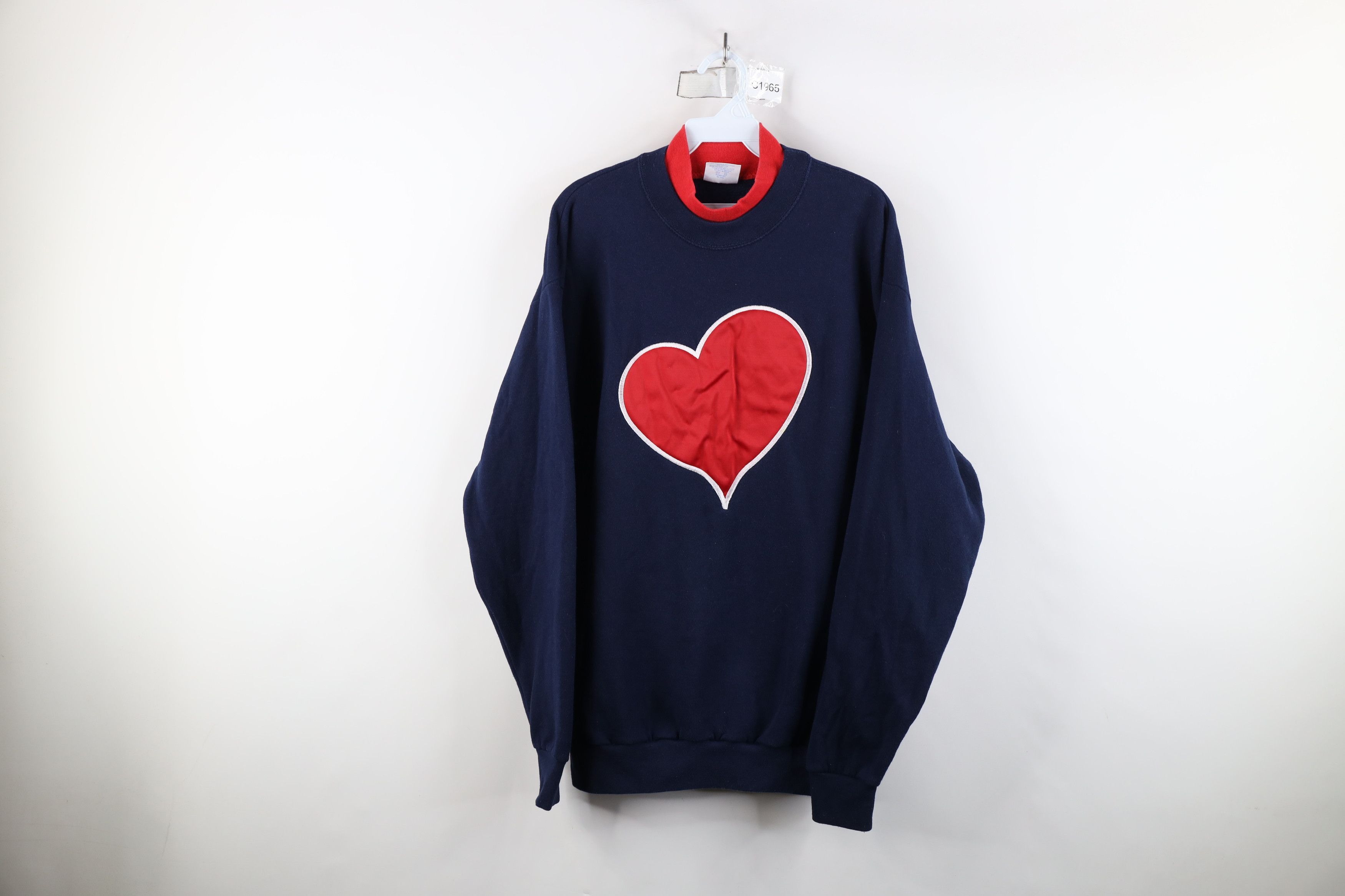 Vintage Vintage 90s Streetwear Heart Layered Sweatshirt Blue USA Size L / US 10 / IT 46 - 1 Thumbnail