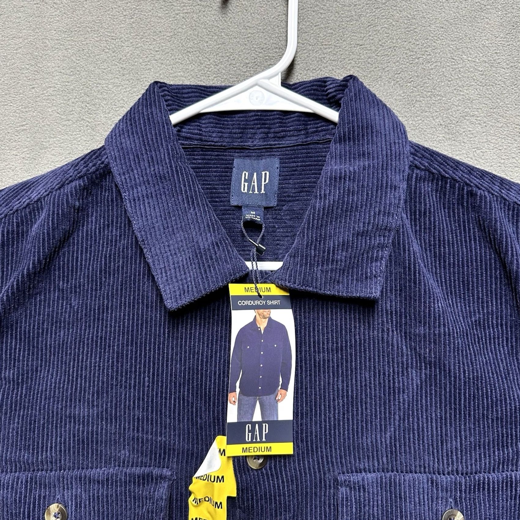 Gap GAP Shirt Mens Medium Eclipse Blue Corduroy Button Up Long Sleeve NWT Size US M / EU 48-50 / 2 - 3 Thumbnail