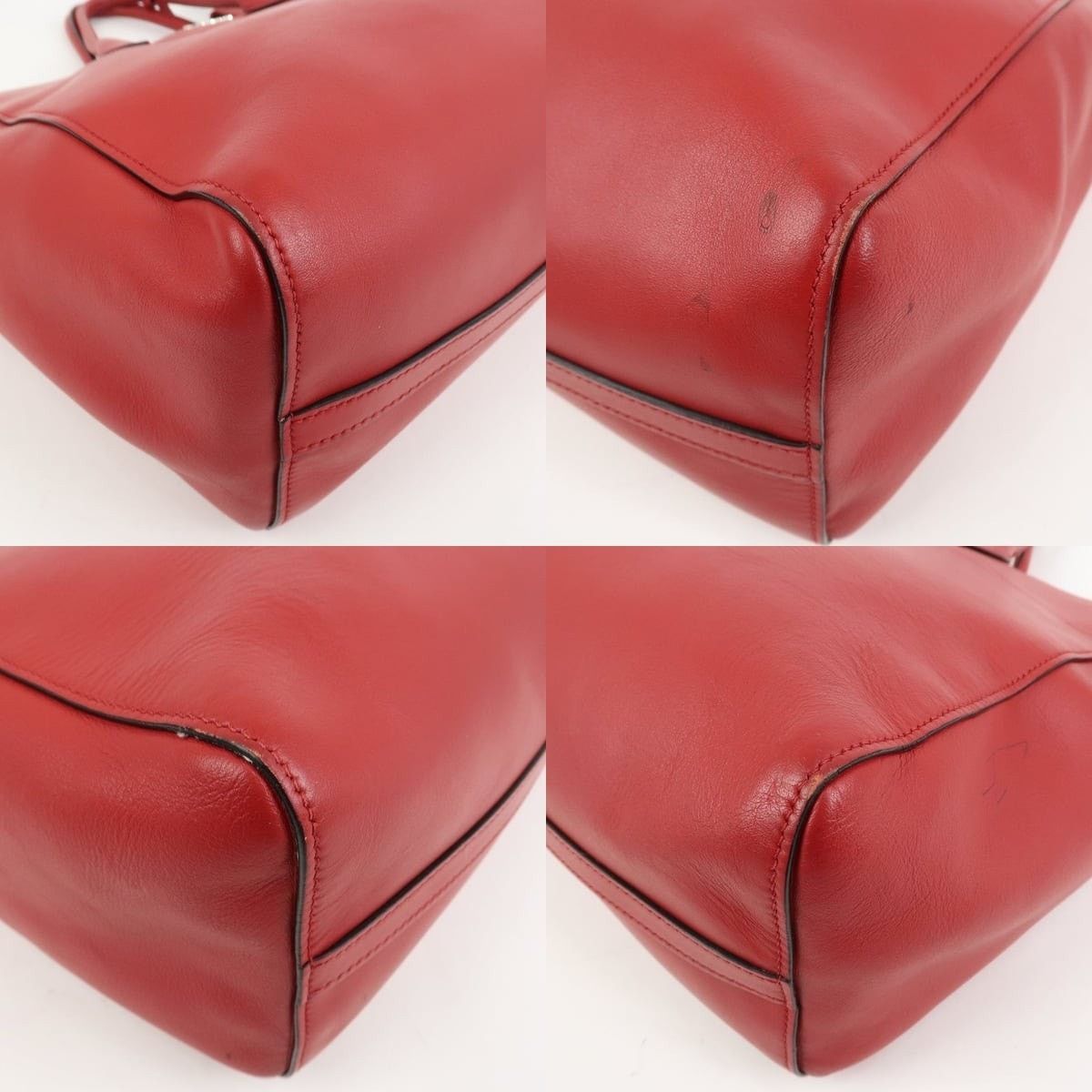 Prada Prada Logo Calfskin Tote Red Size ONE SIZE - 5 Thumbnail