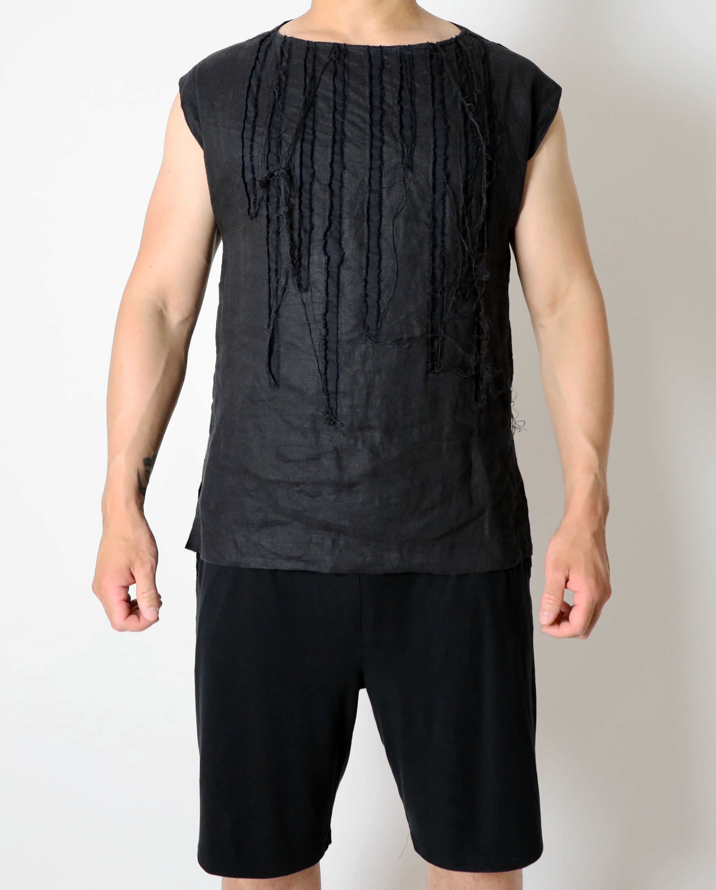 Minoar Distressed Sleeveless Top Size US M / EU 48-50 / 2 - 1 Thumbnail