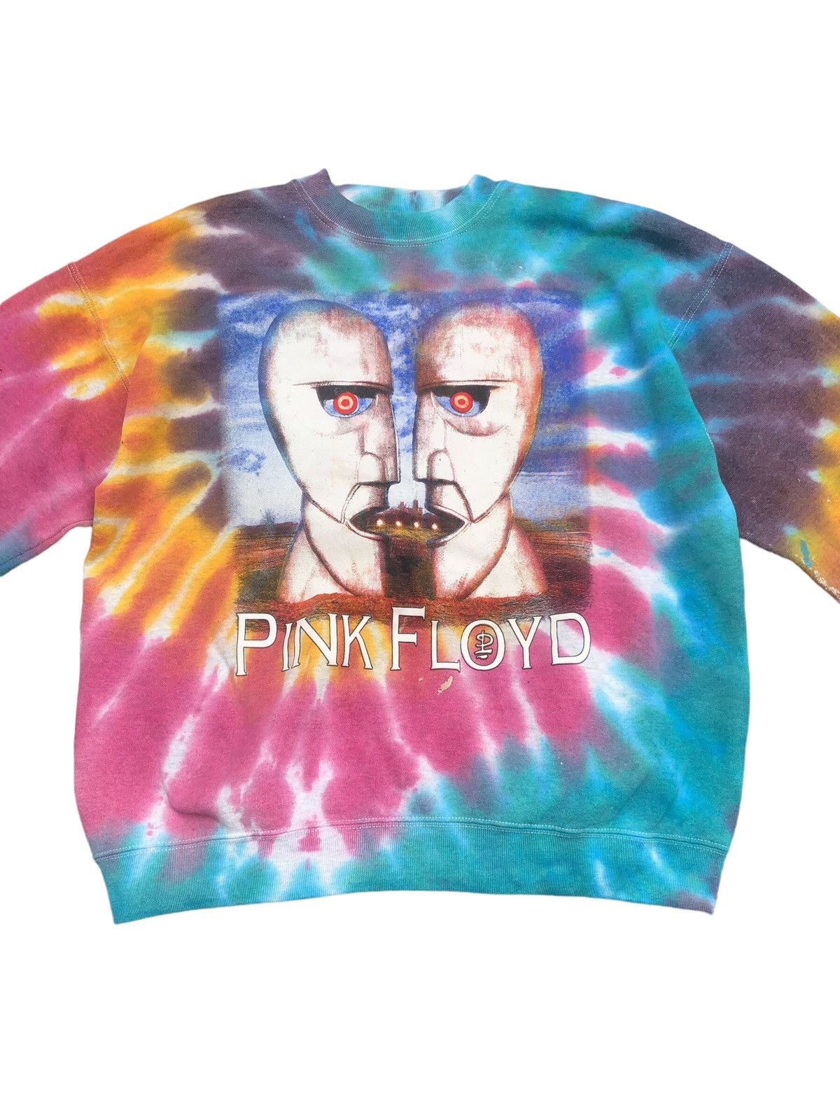 Band Tees × Pink Floyd × Vintage 🔥Vintage PINK FLOYD Tie Dye Bootleg Rock Band Sweatshirt Size US L / EU 52-54 / 3 - 3 Thumbnail