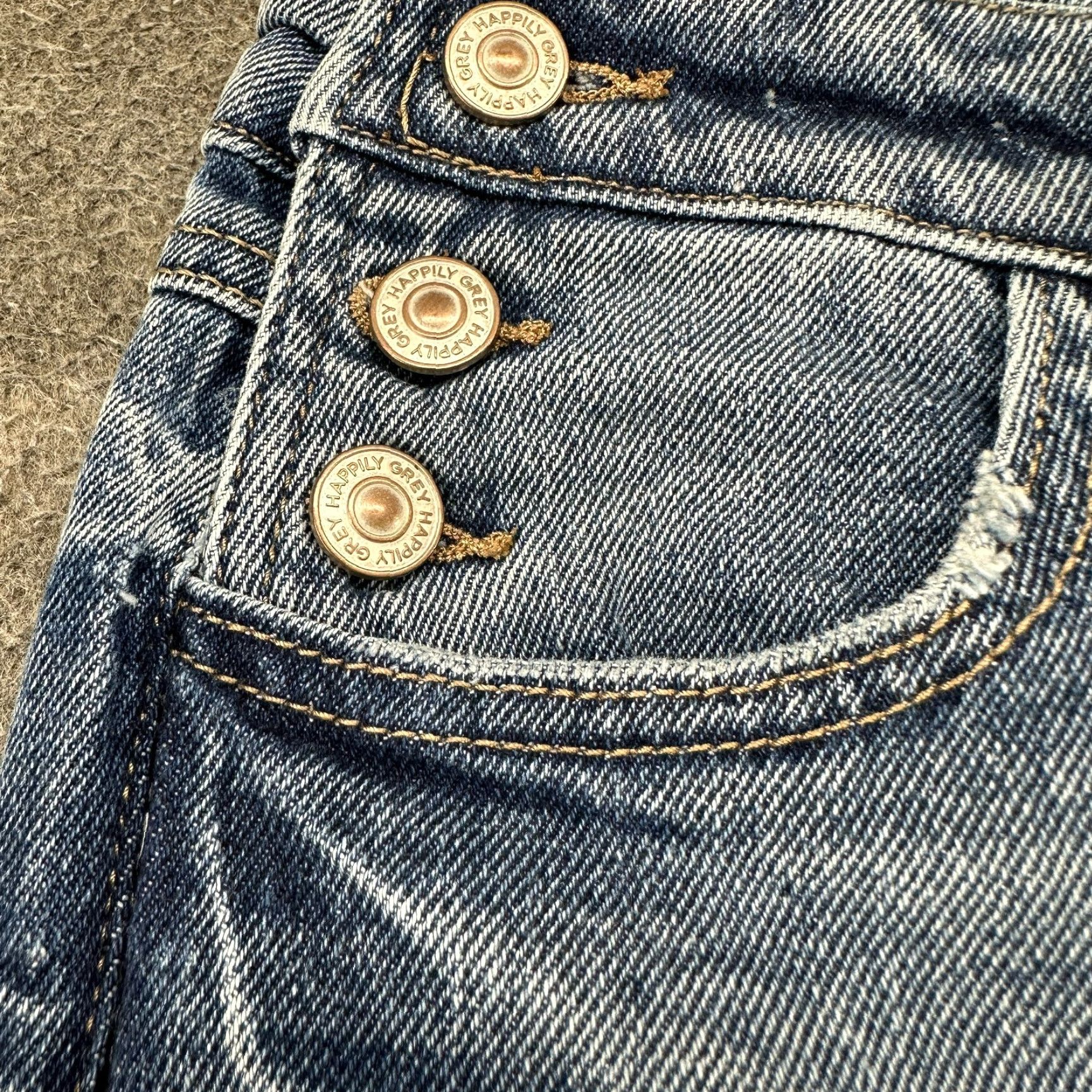 Denime VINTAGE Happily Grey Overalls Womens 3 Blue Denim Flare 70s Hippie Retro One-Piece Size 3 Size 26" / US 2 / IT 38 - 4 Thumbnail