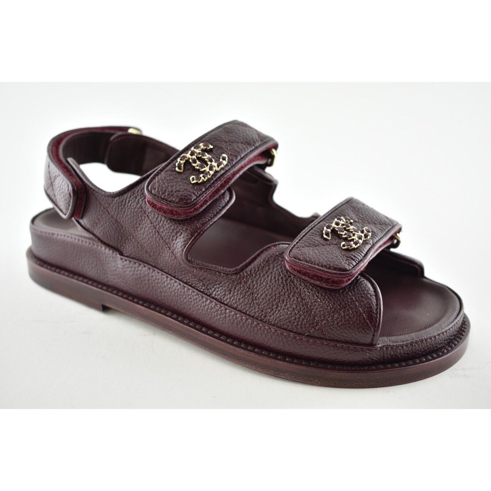 Chanel Chanel 21C Burgundy Red Caviar Gold CC Logo Mule Slide Size US 7.5 / IT 37.5 - 4 Thumbnail