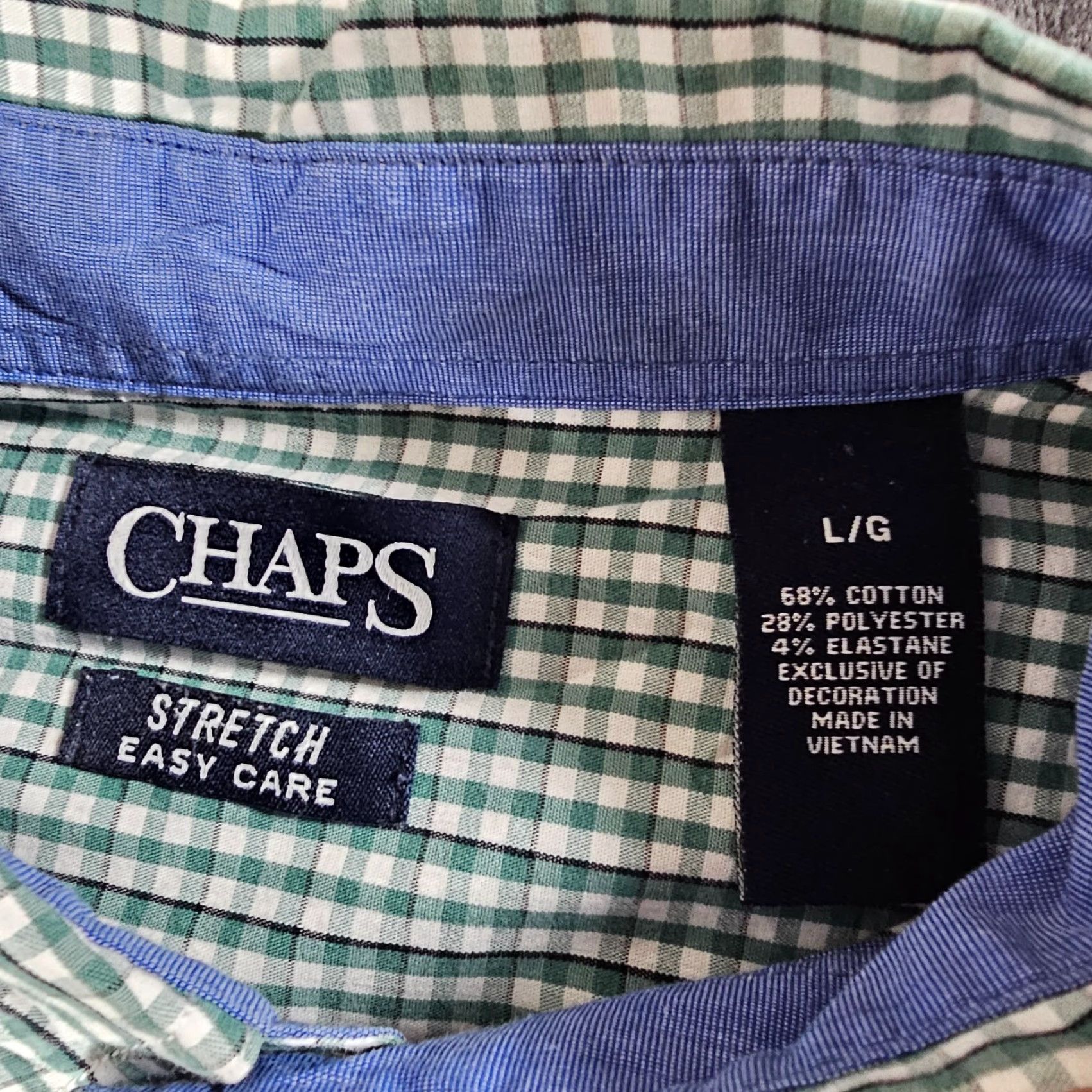 Chaps Chaps Button-Up Shirt Men L Green Long Sleeve Check Pattern Stretch Casual Formal Business Workwear Size US L / EU 52-54 / 3 - 2 Thumbnail