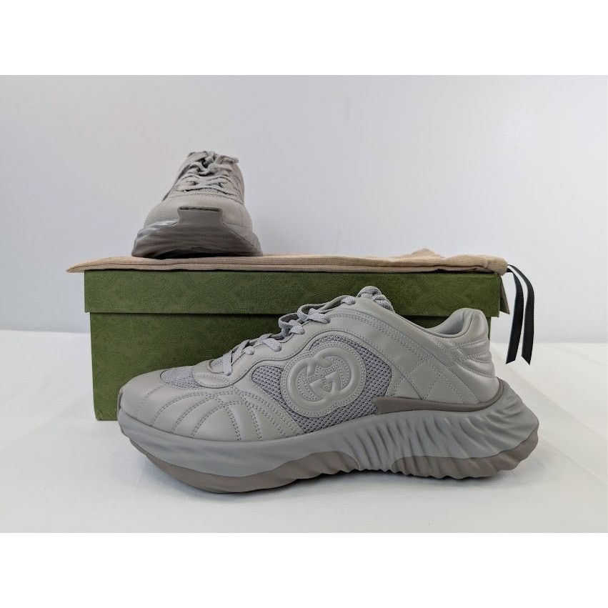 Gucci o1rshd1 Leather Ripple Low Top Sneaker in Grey Size US 12.5 / EU 45-46 - 20 Thumbnail