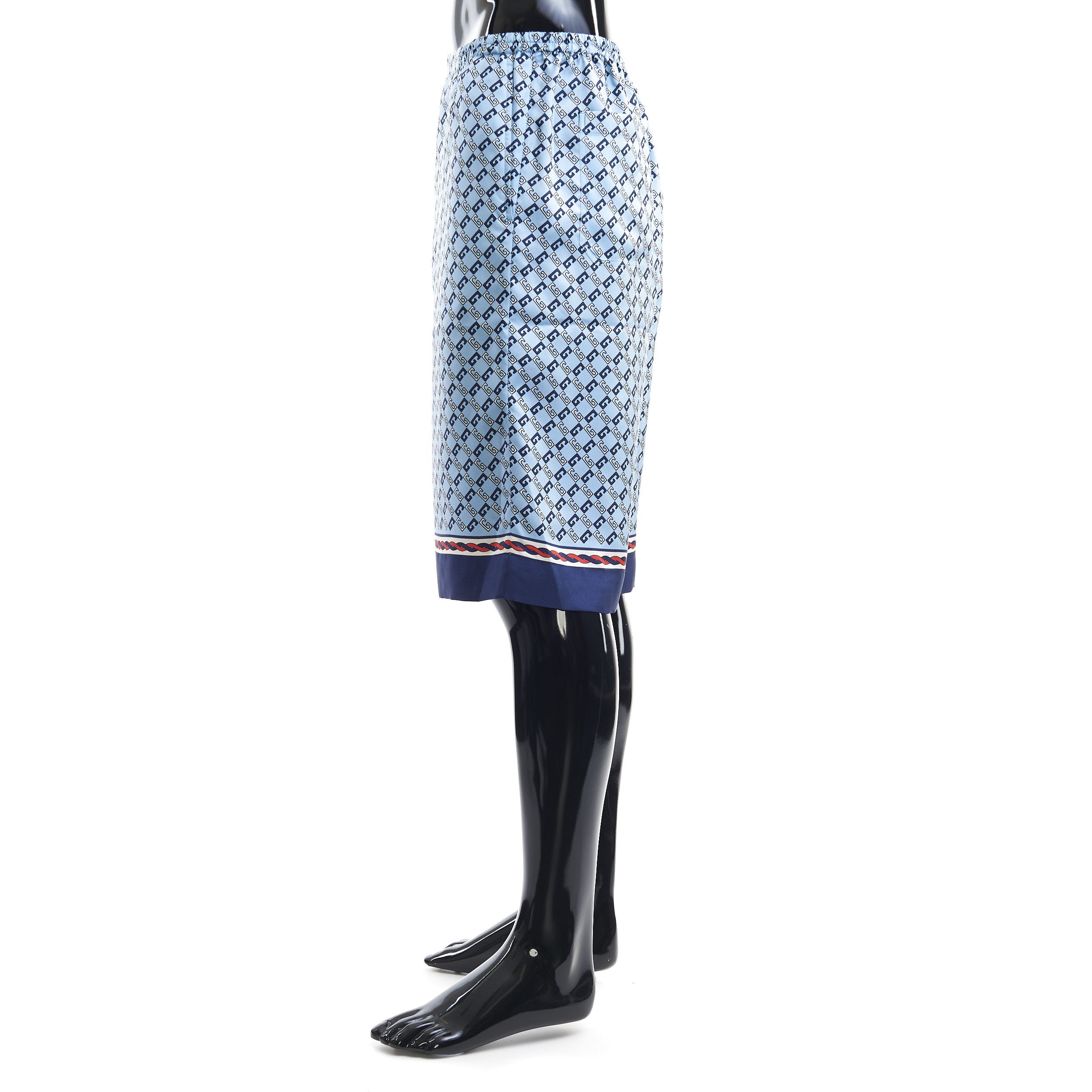 Gucci Silk Shorts In Blue Geometric Square G Print Size US 36 / EU 52 - 3 Thumbnail