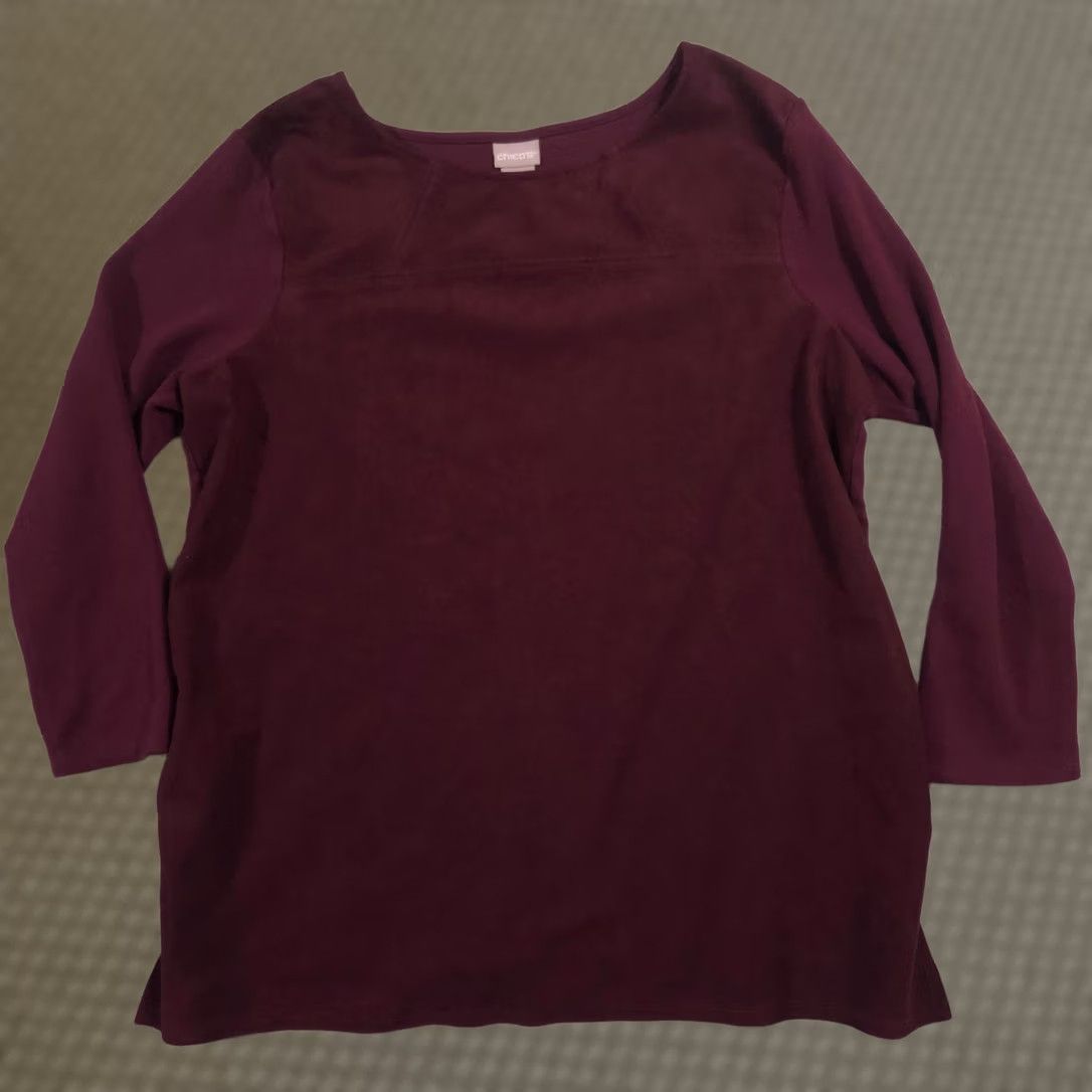 Vintage Chico's Shirt Womens Large Red Boat Neck 3/4 Sleeve Tunic Top Knit Solid Size L / US 10 / IT 46 - 1 Thumbnail
