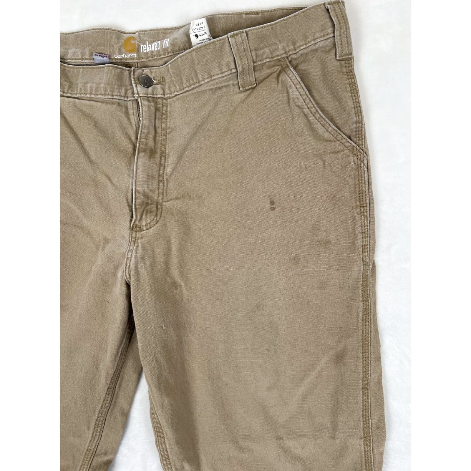 Carhartt Carhartt Pants Mens 40x30 Tan Relaxed Fit Workwear Utility Heavy Duty Distressed Size US 40 / EU 56 - 4 Thumbnail