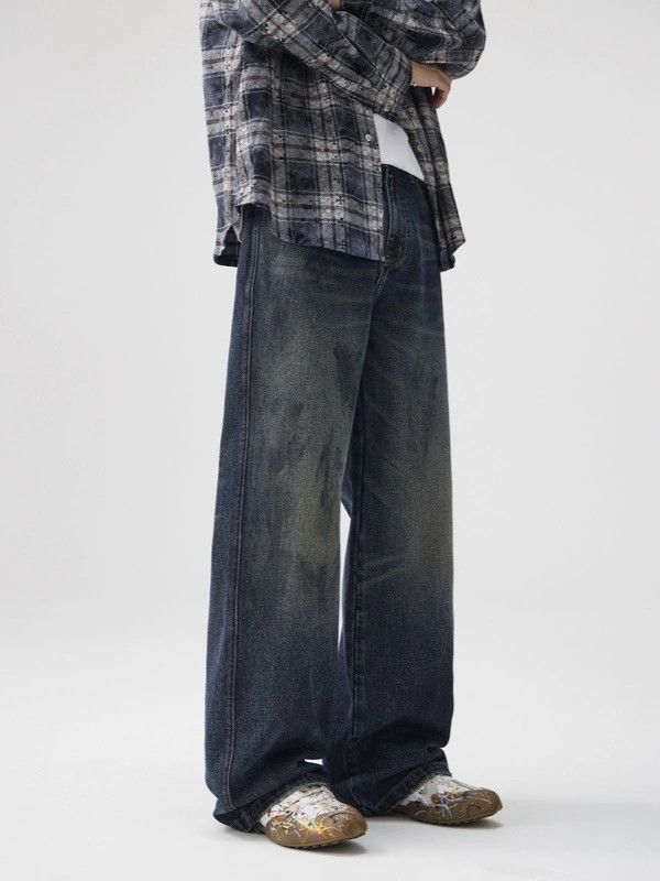 Vintage American retro distressed loose dirty wash jeans Size US 32 / EU 48 - 3 Thumbnail