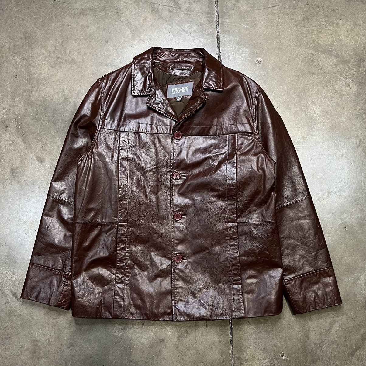 Vintage Y2K Mahogany Burgundy Brown Wilson Leather Jacket