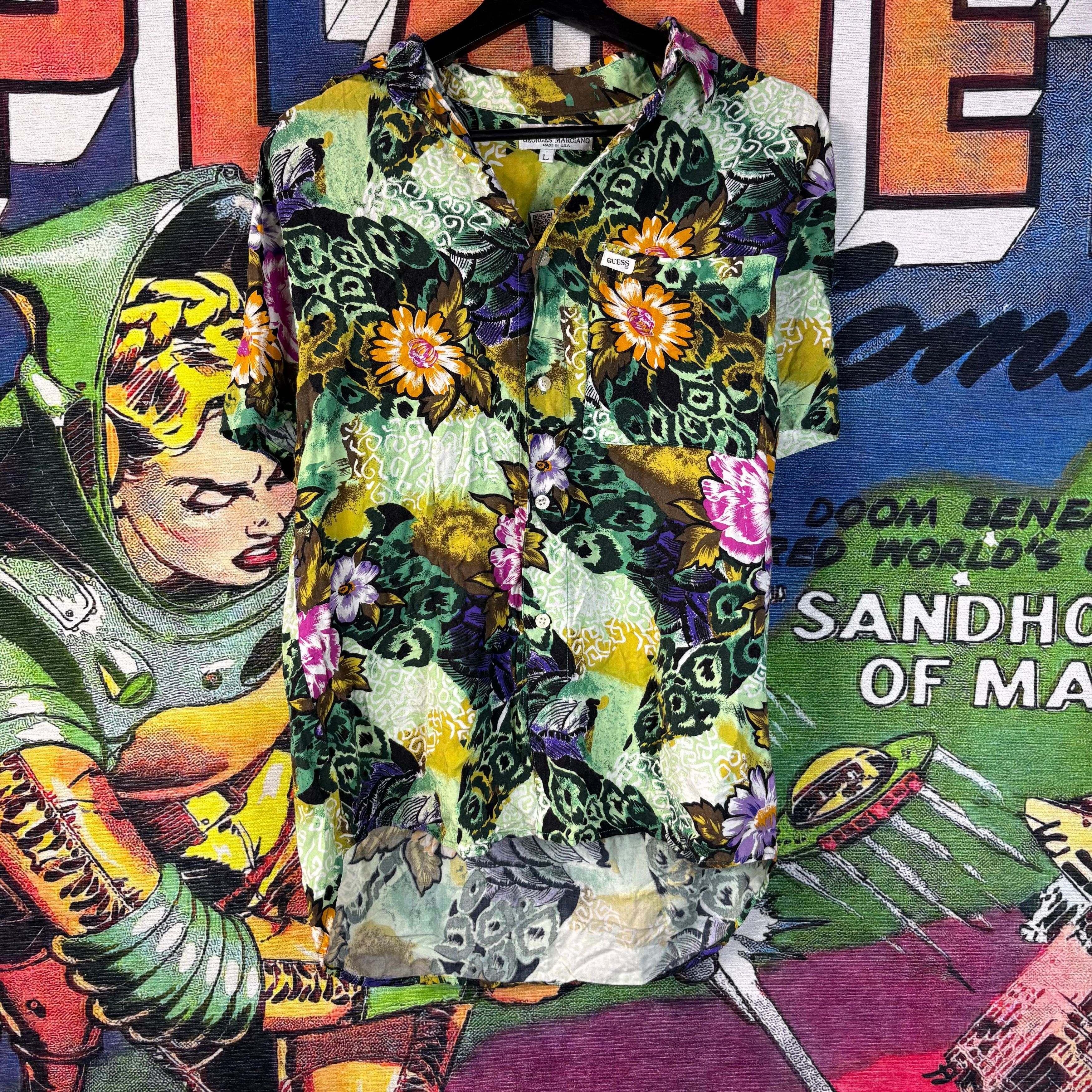 Vintage Vintage 90s Guess by Georges Marciano Floral Chaos Button Up Size US L / EU 52-54 / 3 - 1 Thumbnail