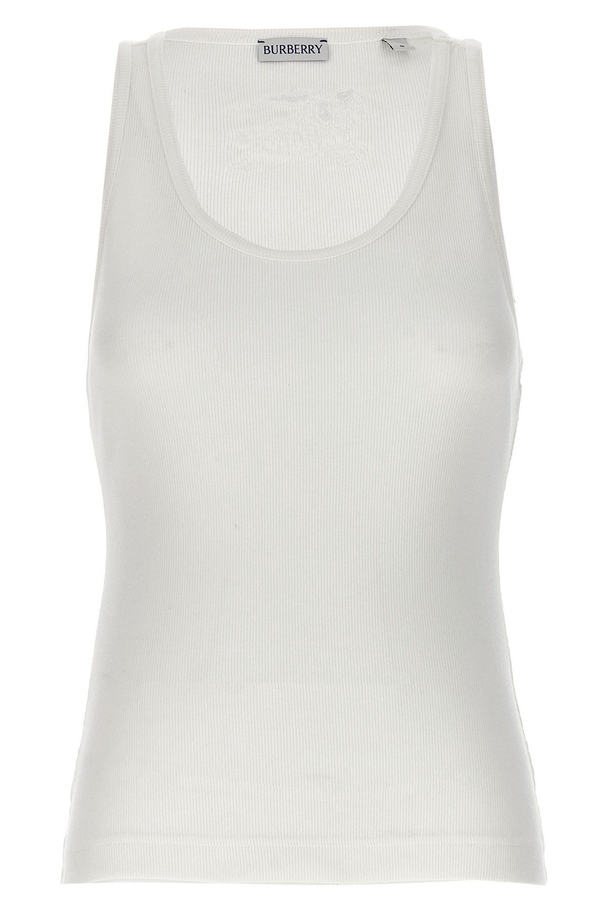 image of Burberry Logo Embroidery Tank Top in White, Women's (Size Small)