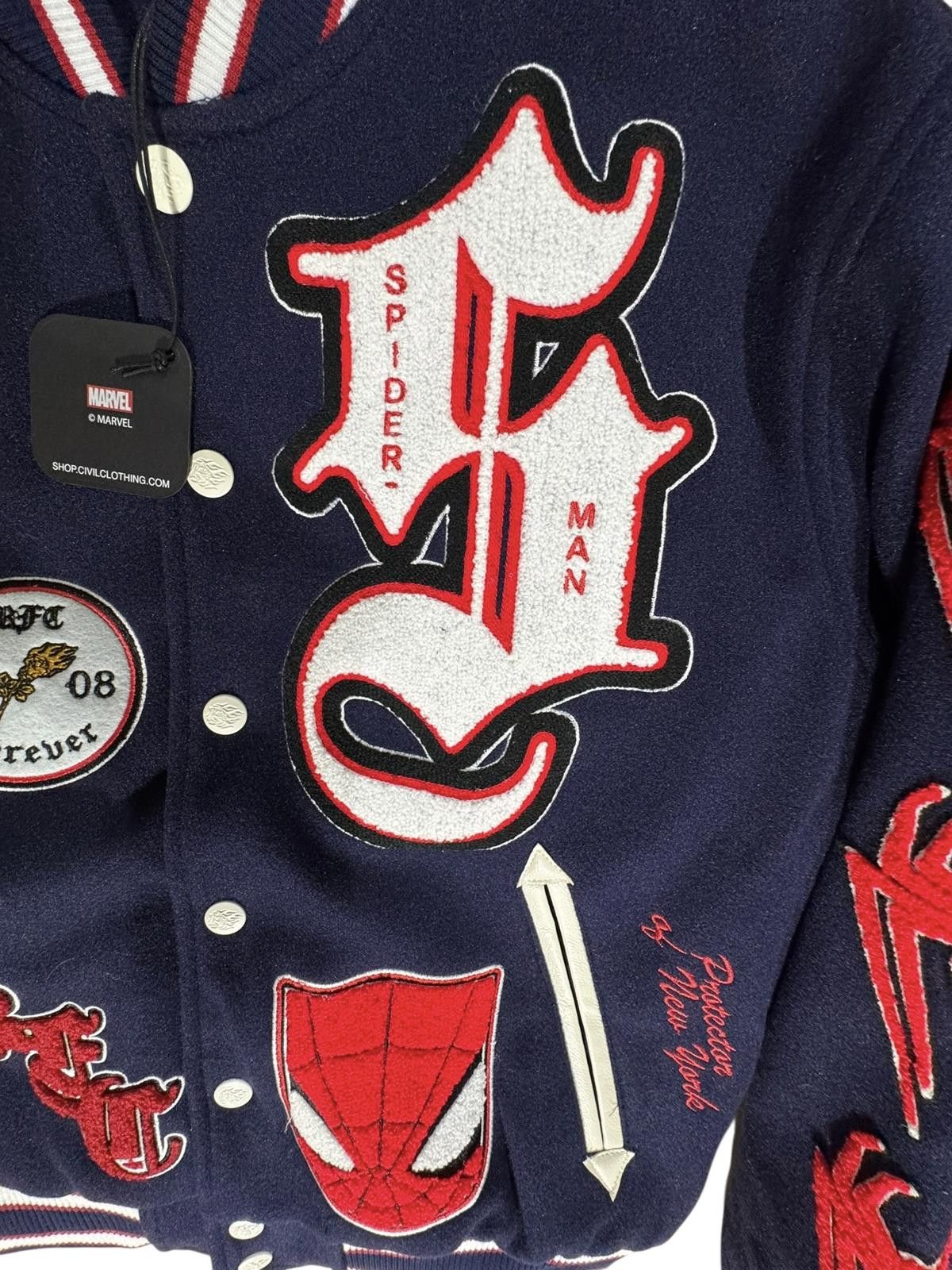 Civil Regime Civil Regime x Marvel Spider-Man Varsity Jacket Navy Blue Size US M / EU 48-50 / 2 - 3 Thumbnail