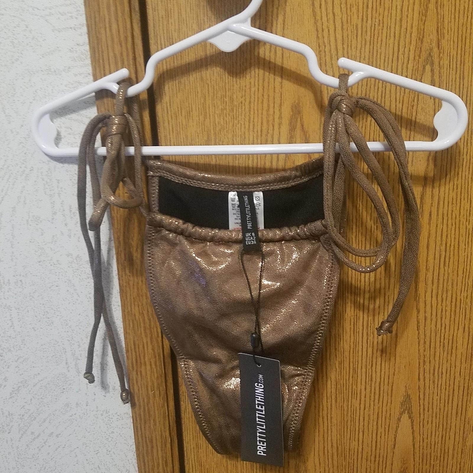 Designer NWT PrettyLittleThing Shimmering Brown Bottoms Size 2 Size ONE SIZE - 1 Thumbnail