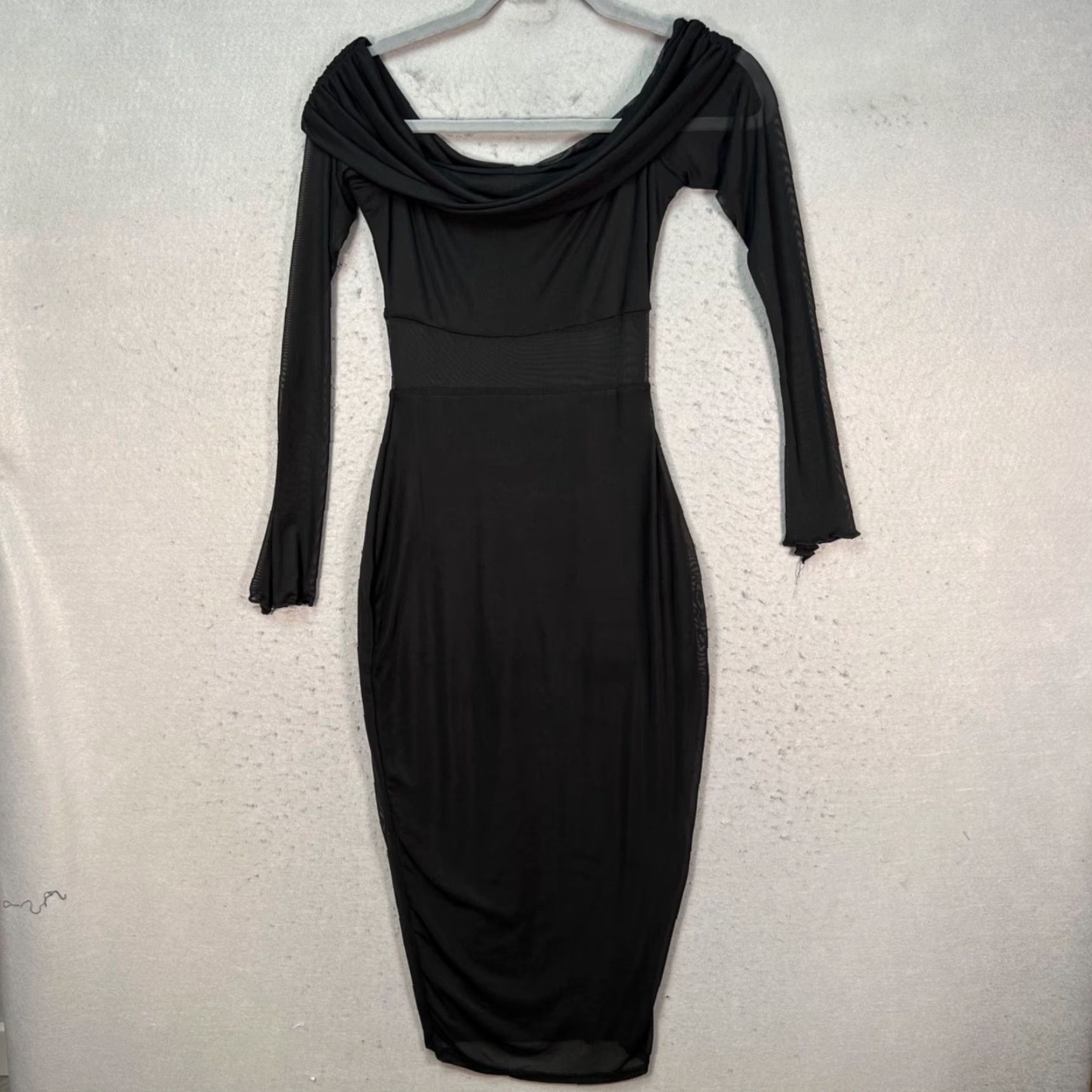 Vintage Windsor Black Off-Shoulder Long Sleeve Midi Dress Womens Small Size S / US 4 / IT 40 - 2 Thumbnail