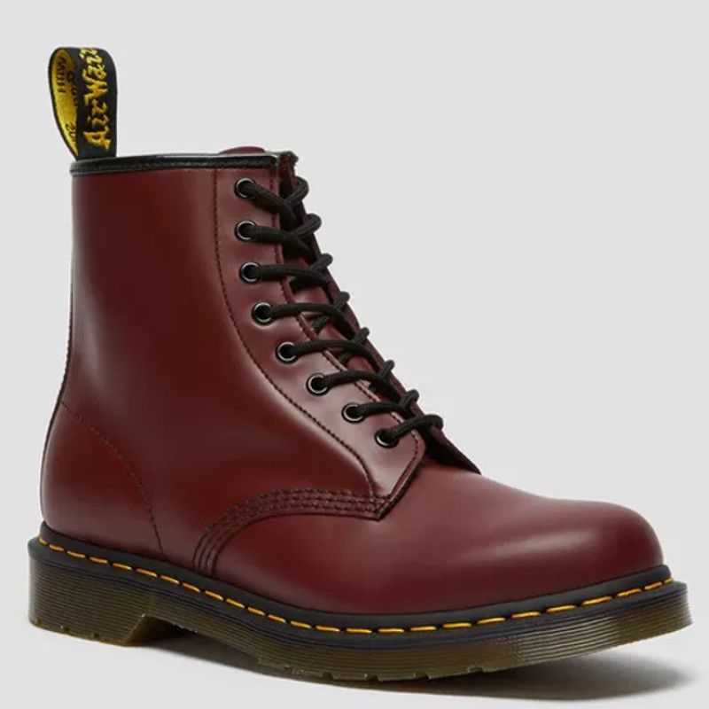 image of Dr. Martens 1460 Smooth Leather Ankle Boots Cherry 6M X 7W in Red, Men's