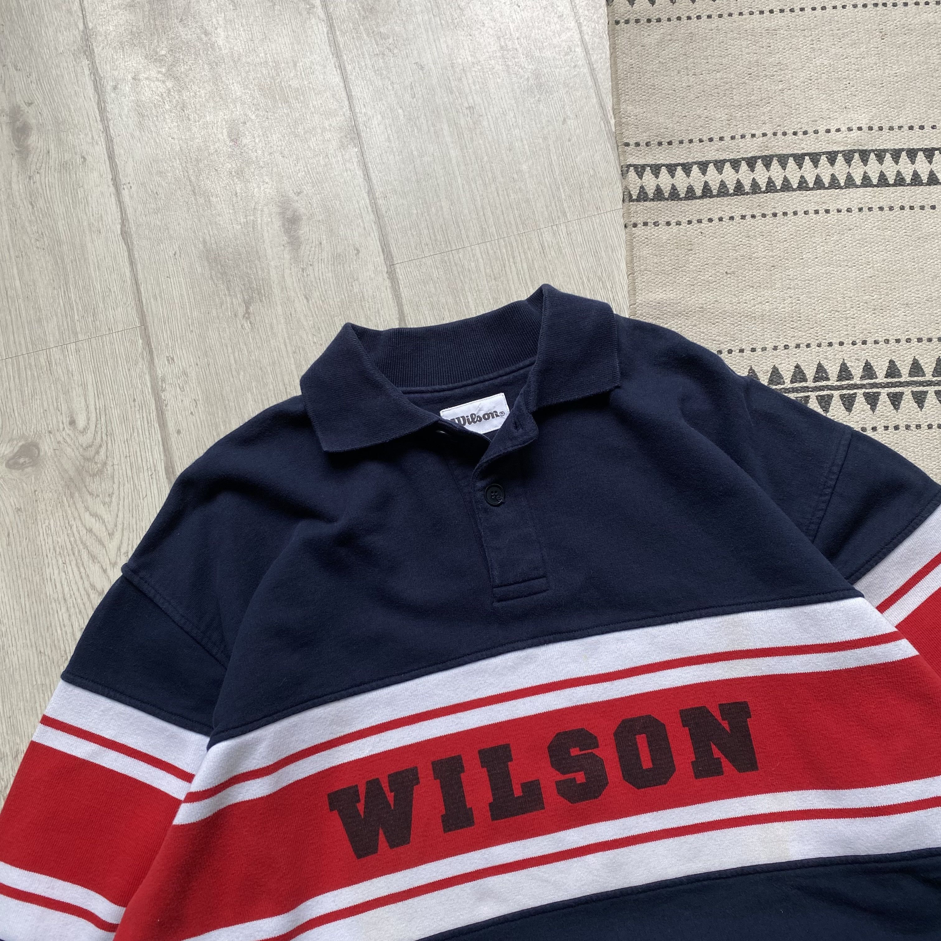 Wilson Vintage 90s USA Wilson Polo Sweatshirt Big logo half sweater Size US XL / EU 56 / 4 - 2 Thumbnail