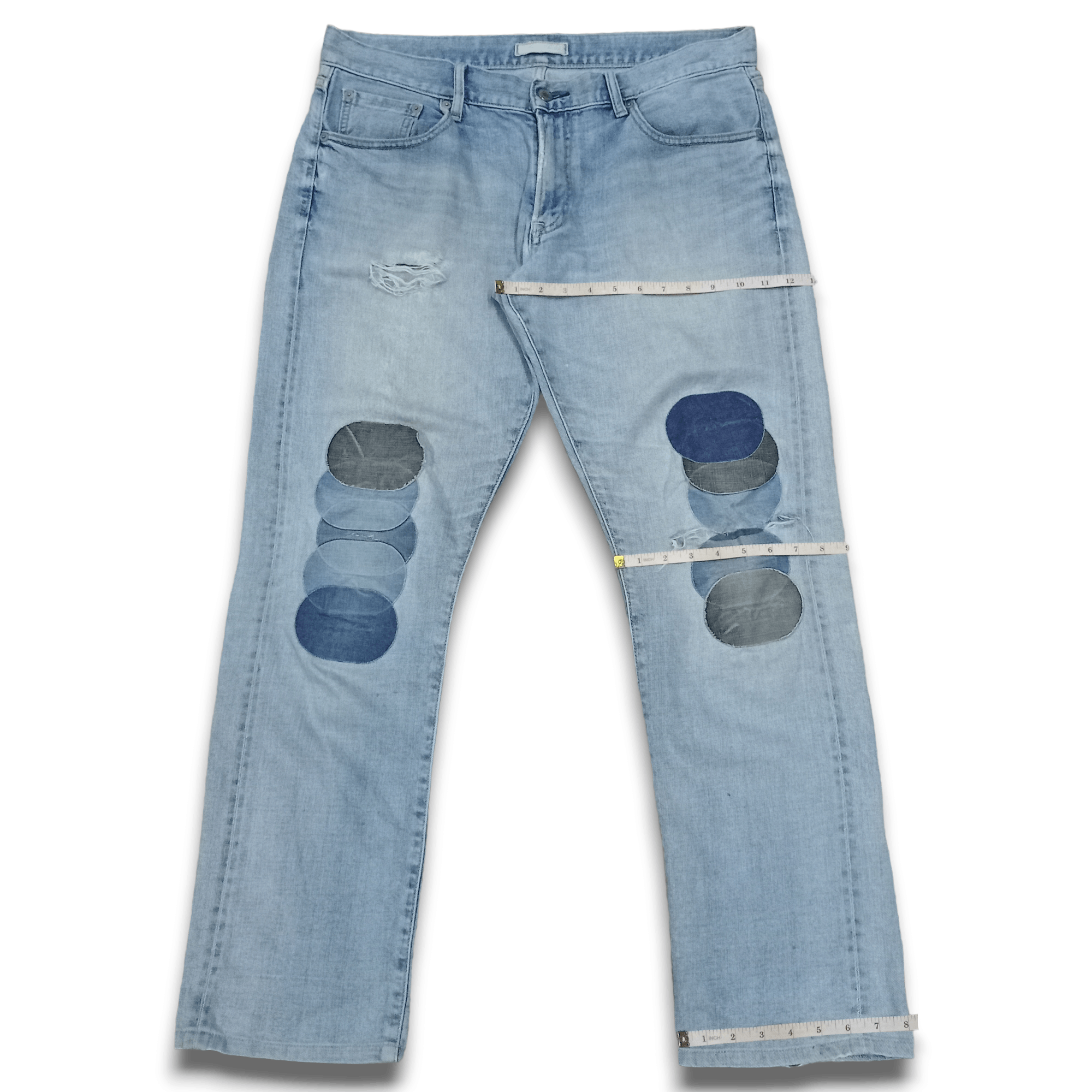 Japanese Brand × Uniqlo Vintage Uniqlo Selvedge Patched Loose Jeans 36x31 Size US 36 / EU 52 - 10 Thumbnail