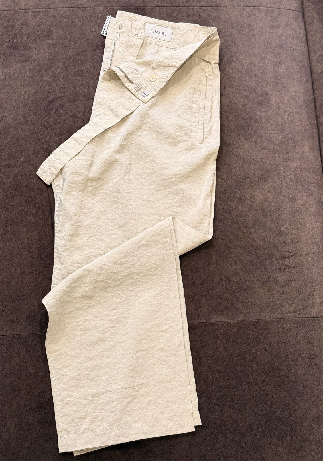 Lemaire Lemaire Dry Silk Soft Belted Pants - Ecru Size 28" / US 6 / IT 42 - 3 Thumbnail