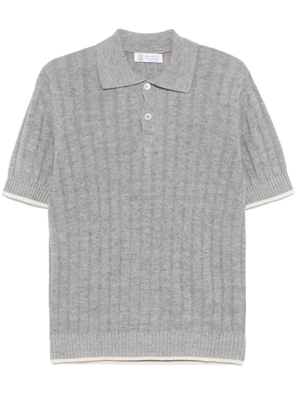 Brunello Cucinelli Short Sleeve Polo-Neck Sweater Size US XL / EU 56 / 4 - 1 Thumbnail