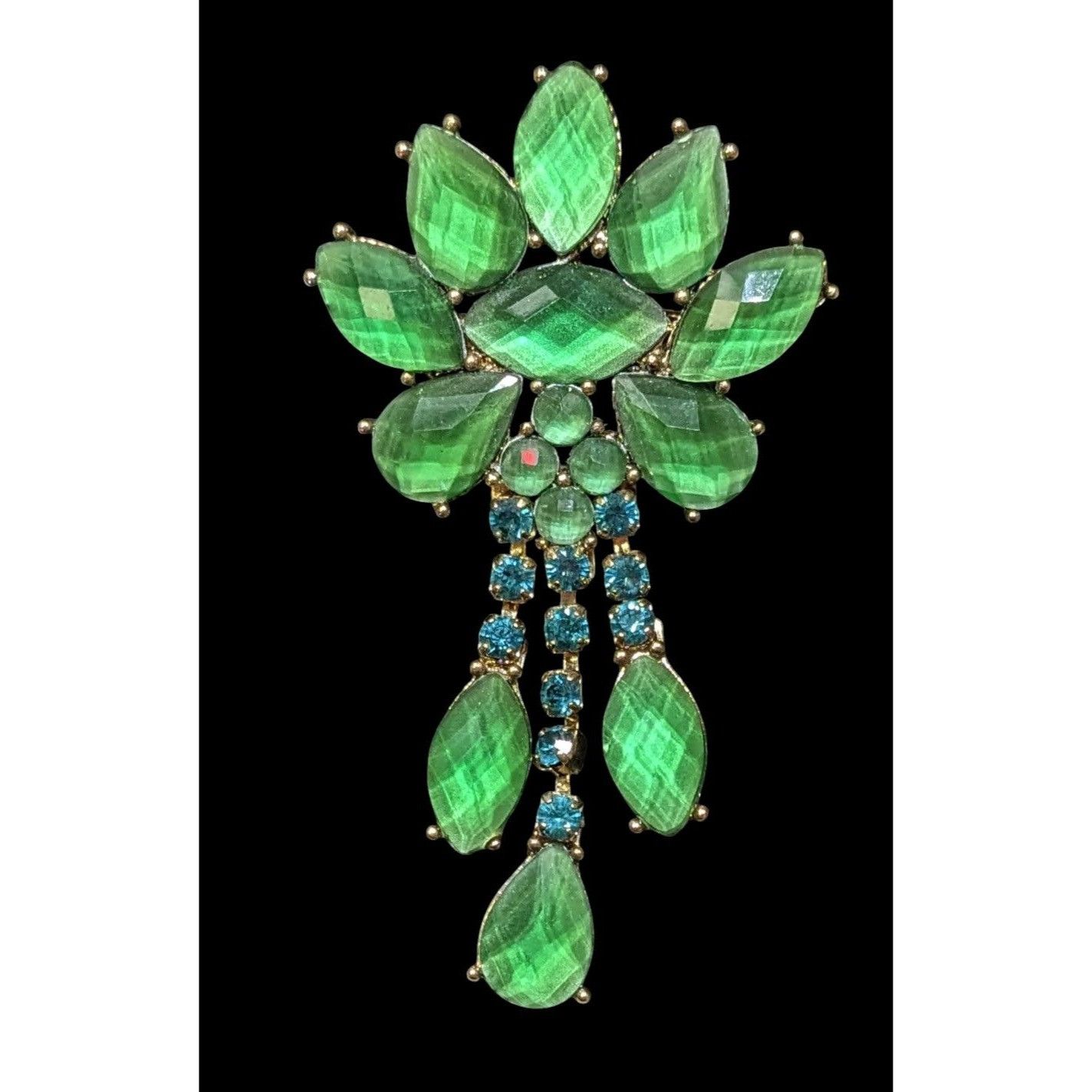 Liz Claiborne Vintage Liz Claiborne Green Gemmed Floral Brooch Size ONE SIZE - 1 Thumbnail