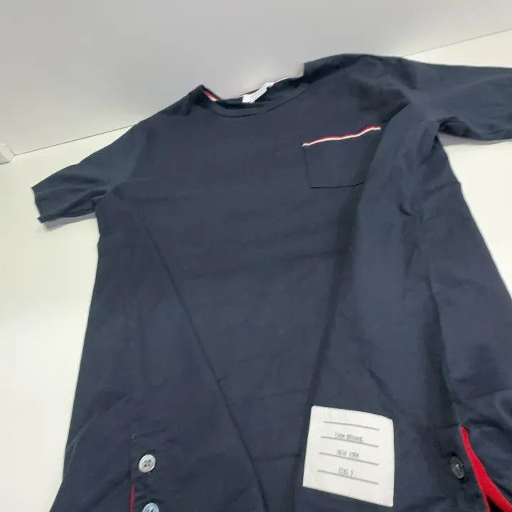 Thom Browne Thom Browne Navy Blue Tricolour Accent T-Shirt -2507 Size US M / EU 48-50 / 2 - 2 Thumbnail
