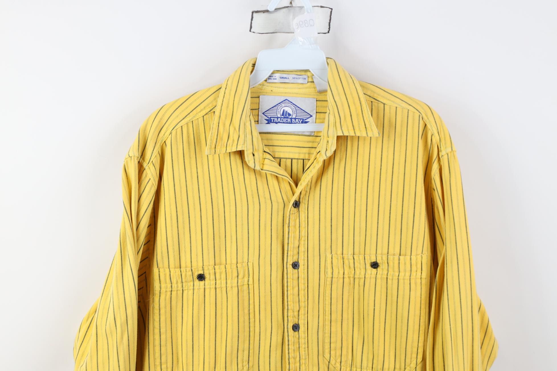 Vintage Vintage 90s Streetwear Big Pocket Button Shirt Yellow Size US S / EU 44-46 / 1 - 2 Thumbnail