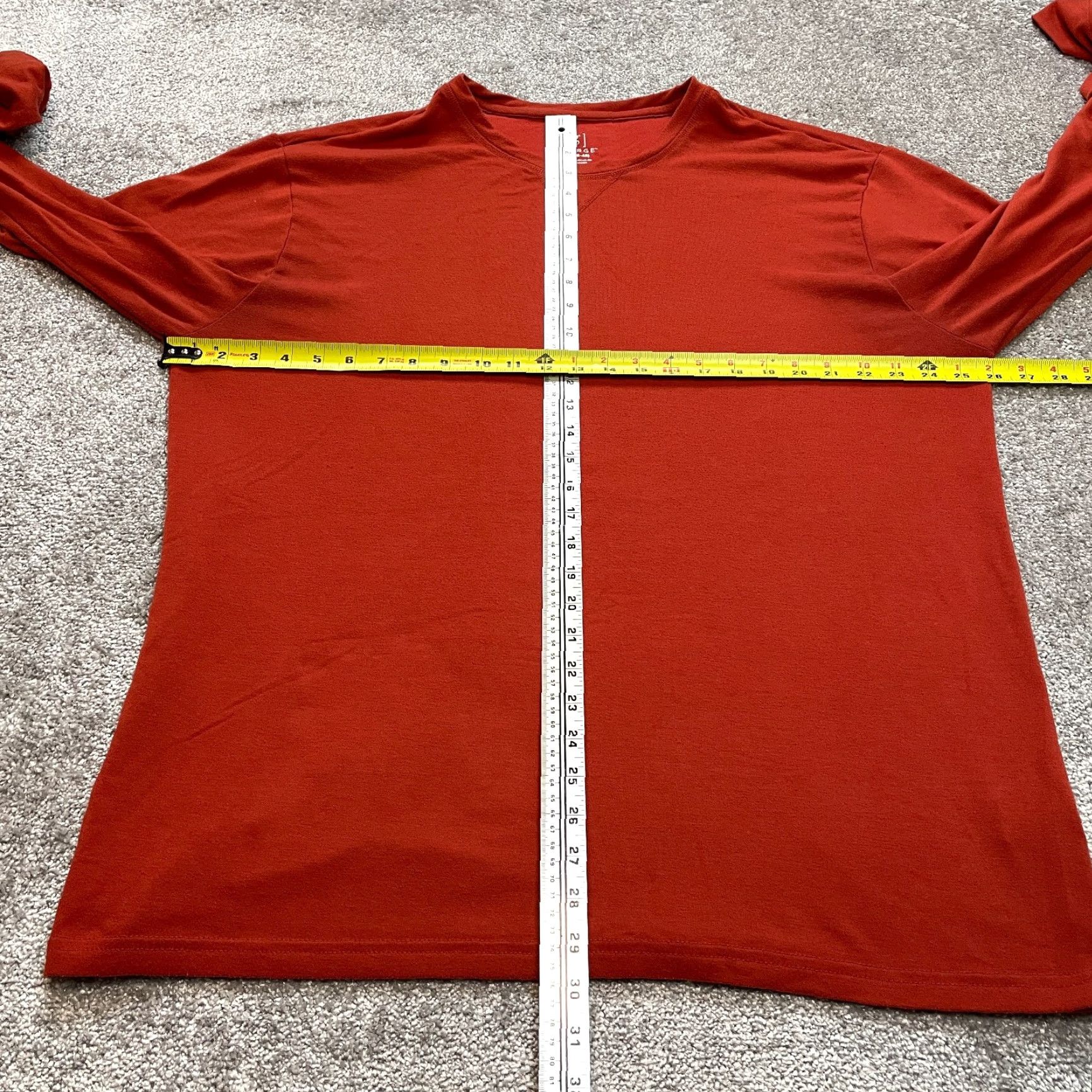George George Shirt Mens XL Orange Long Sleeve Crew Neck Solid Adult T-Shirt Size US XL / EU 56 / 4 - 5 Thumbnail
