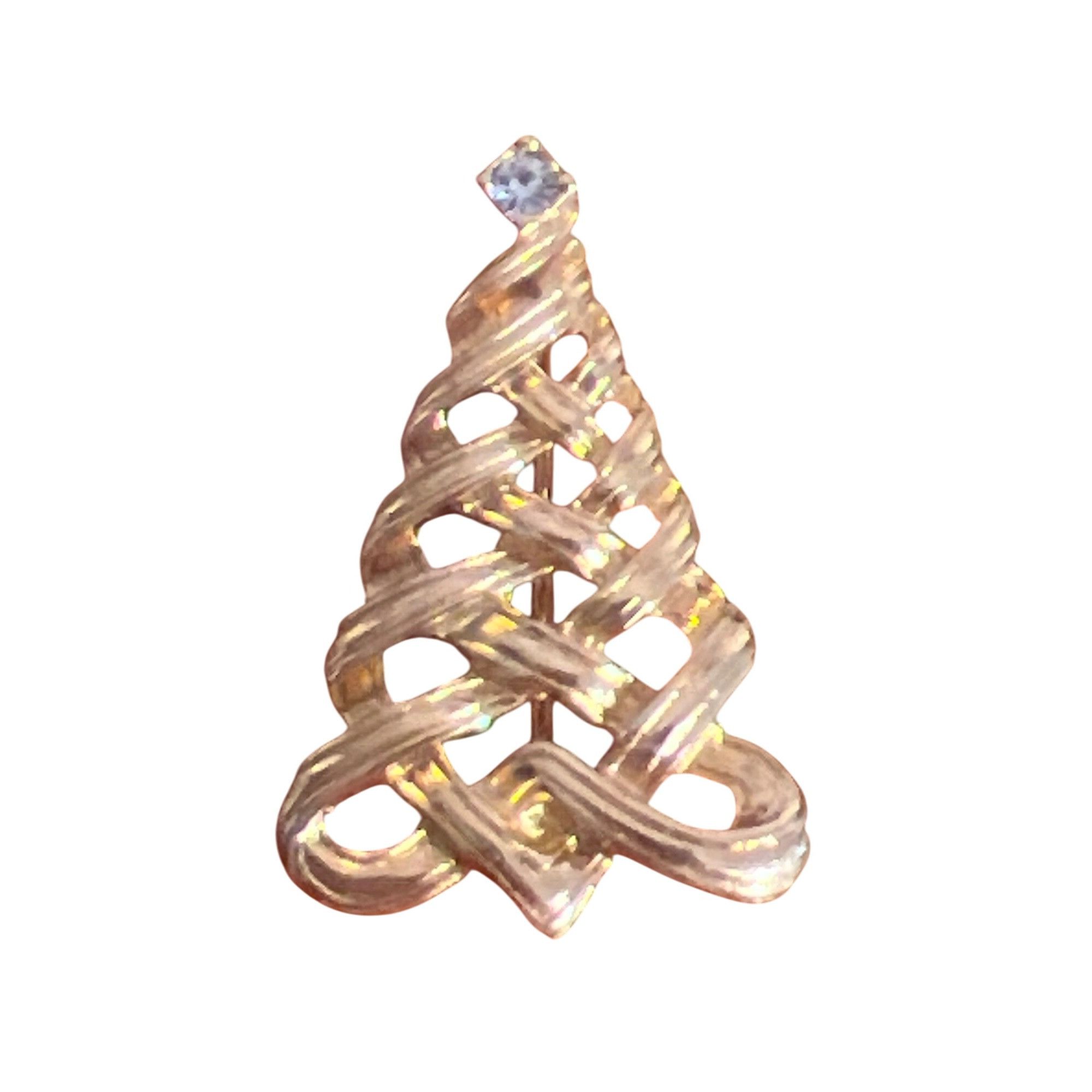 Other Vintage 80s Avon Christmas Tree Pin Brooch Rhinestone Gold T Size ONE SIZE - 1 Thumbnail