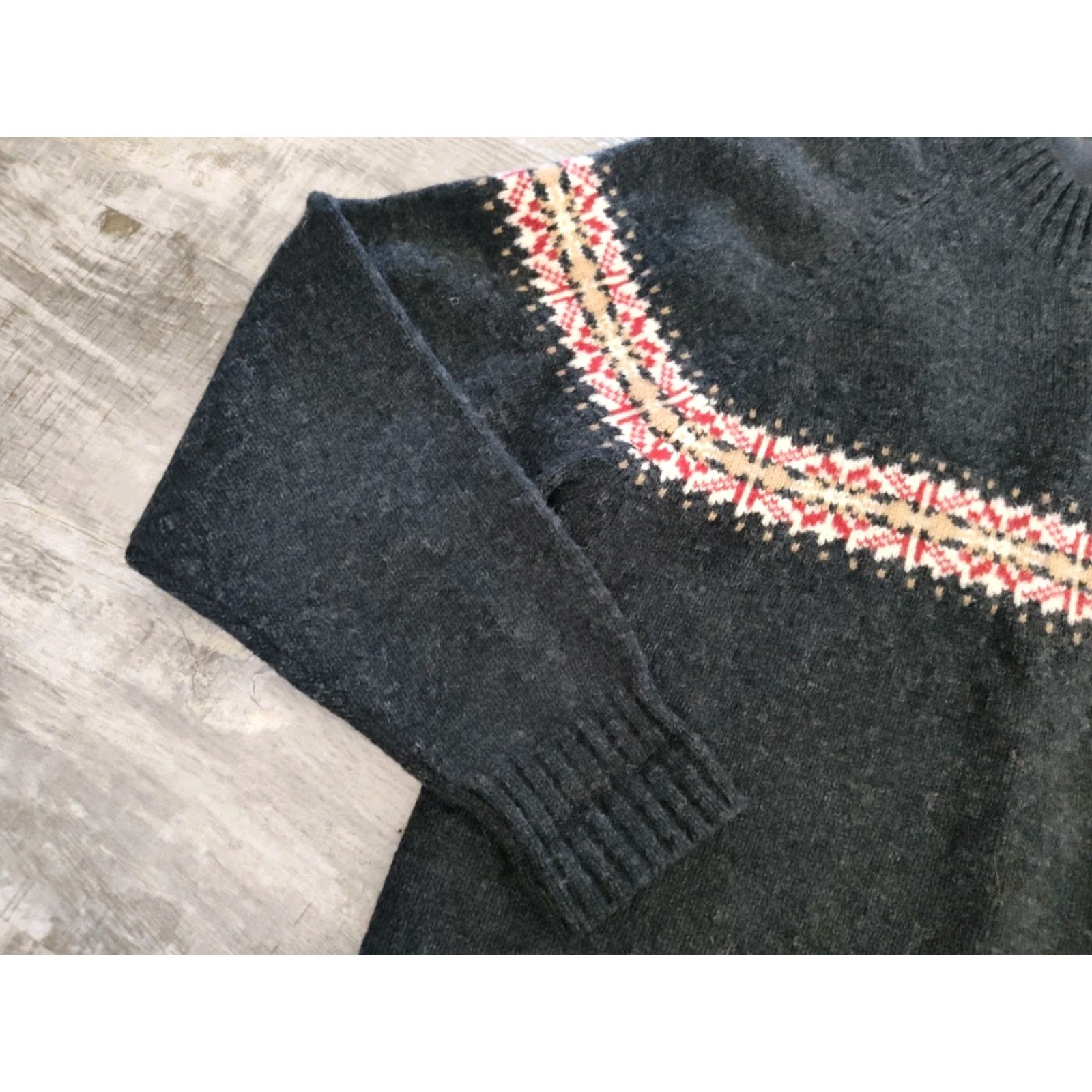 Vintage Woolrich Women's Sweater 1/4 Zip Fair Isle Knit 100% Wool Dark Charcoal M 90s Outdoor Ski Womens Size M / US 6-8 / IT 42-44 - 3 Thumbnail