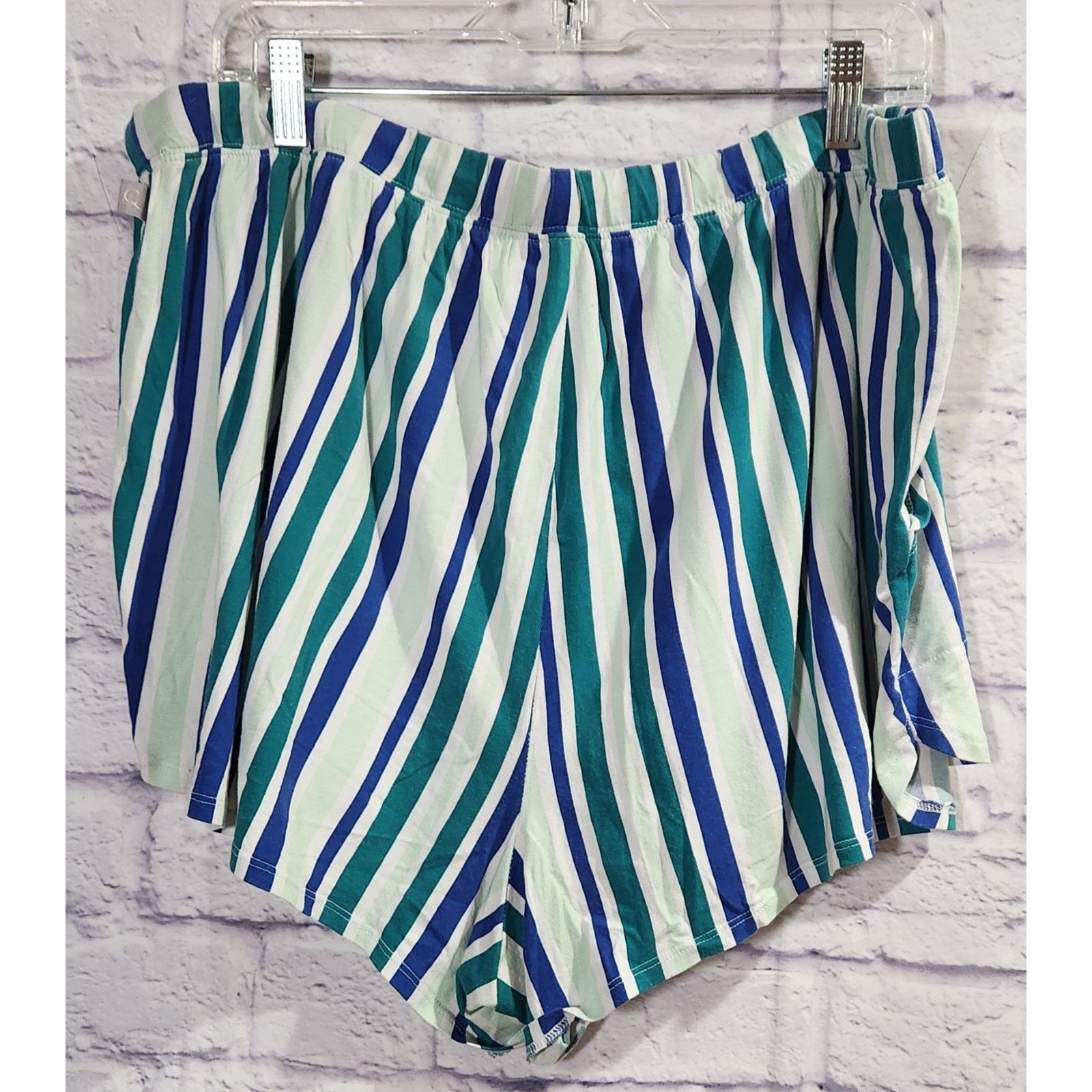 Other Sleep By Cacique Blue Green Striped Pull On Shorts 18 20 Size 40" / US 18 - 3 Thumbnail