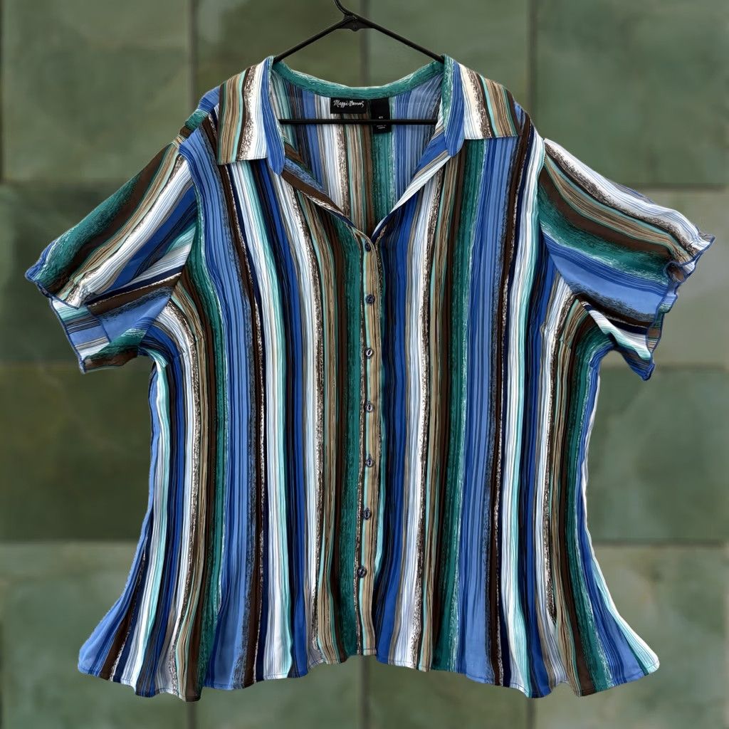 Vintage VINTAGE Maggie Barnes Shirt Womens 4X Pleated Button Up Blouse Short Sleeve Boho Size XXL / US 16-18 / IT 52-54 - 1 Thumbnail