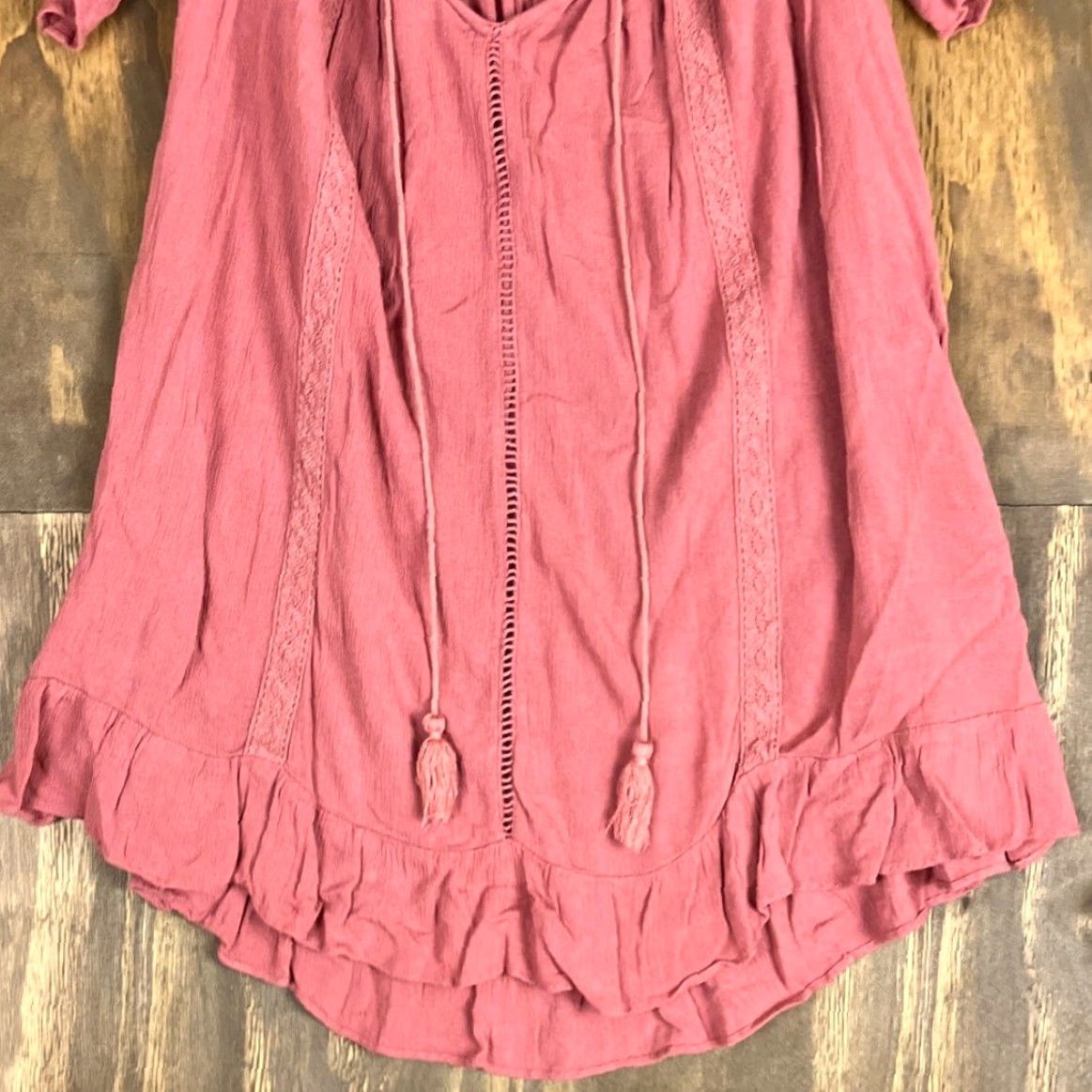 Vintage Knox Rose Womens Blouse Blush V Neck Short Sleeve Shoulder Slits Rayon Medium Size M / US 6-8 / IT 42-44 - 3 Thumbnail