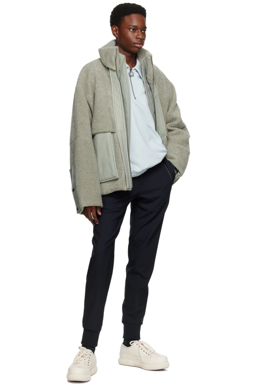 Wooyoungmi NEW 46 Green Stand Collar Sherpa Fleece Wool Cotton Jacket Size US S / EU 44-46 / 1 - 4 Thumbnail