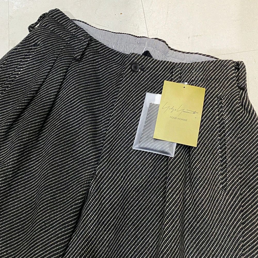 Yohji Yamamoto POUR HOMME 24aw W/L DOBBY TWEED INK 2TUCK TWILL PANTS Size US 34 / EU 50 - 2 Thumbnail