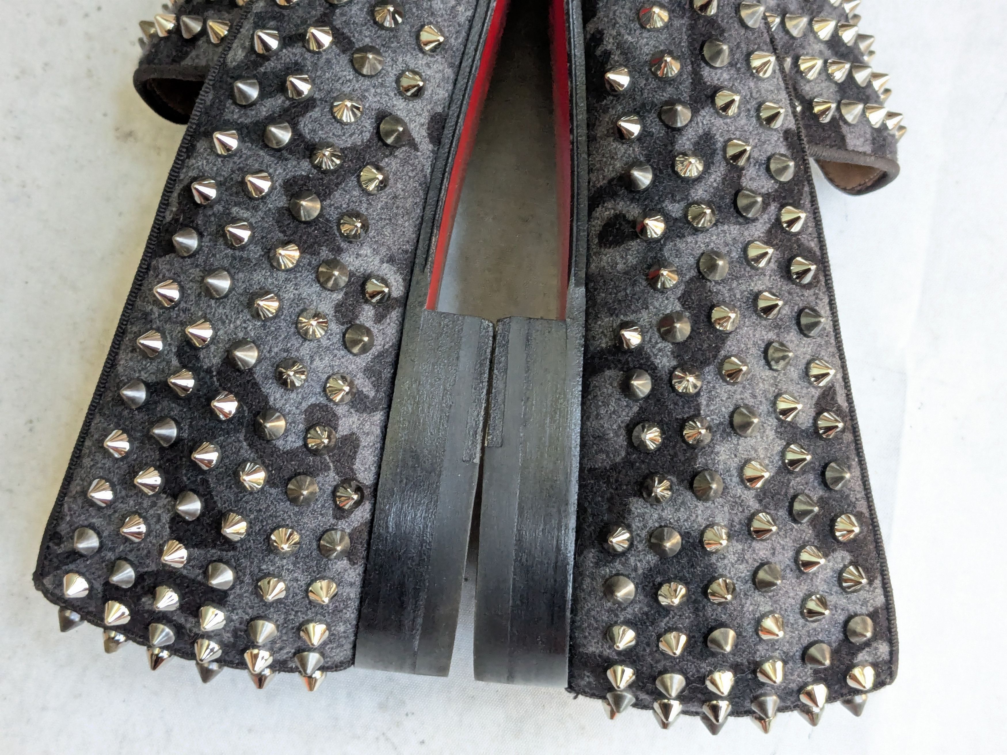 Christian Louboutin Christian Louboutin Spike Loafers Black Gray 13 46 Wool Size US 13 / EU 46 - 10 Thumbnail