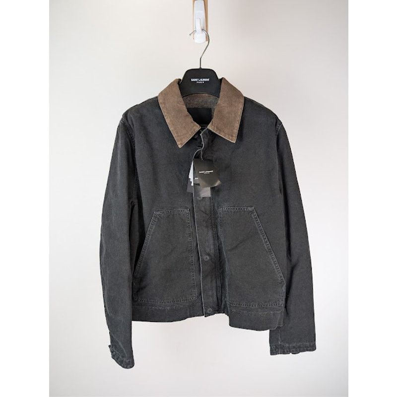 Saint Laurent Paris o1rshd1 Corduroy-Trimmed Cotton Canvas Work Jacket in Black Size US M / EU 48-50 / 2 - 2 Thumbnail