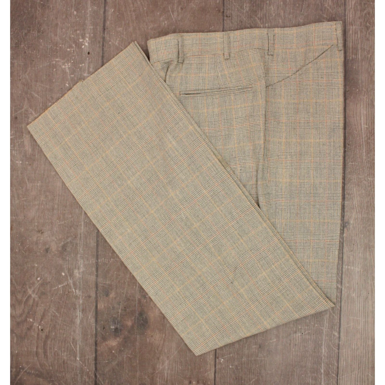 Vintage VINTAGE Mens VTG 70s NOS Light Green Plaid Leisure Suit Jacket Pants L 42 1970s Polyester Blend Disco Mens Size 42R - 6 Thumbnail
