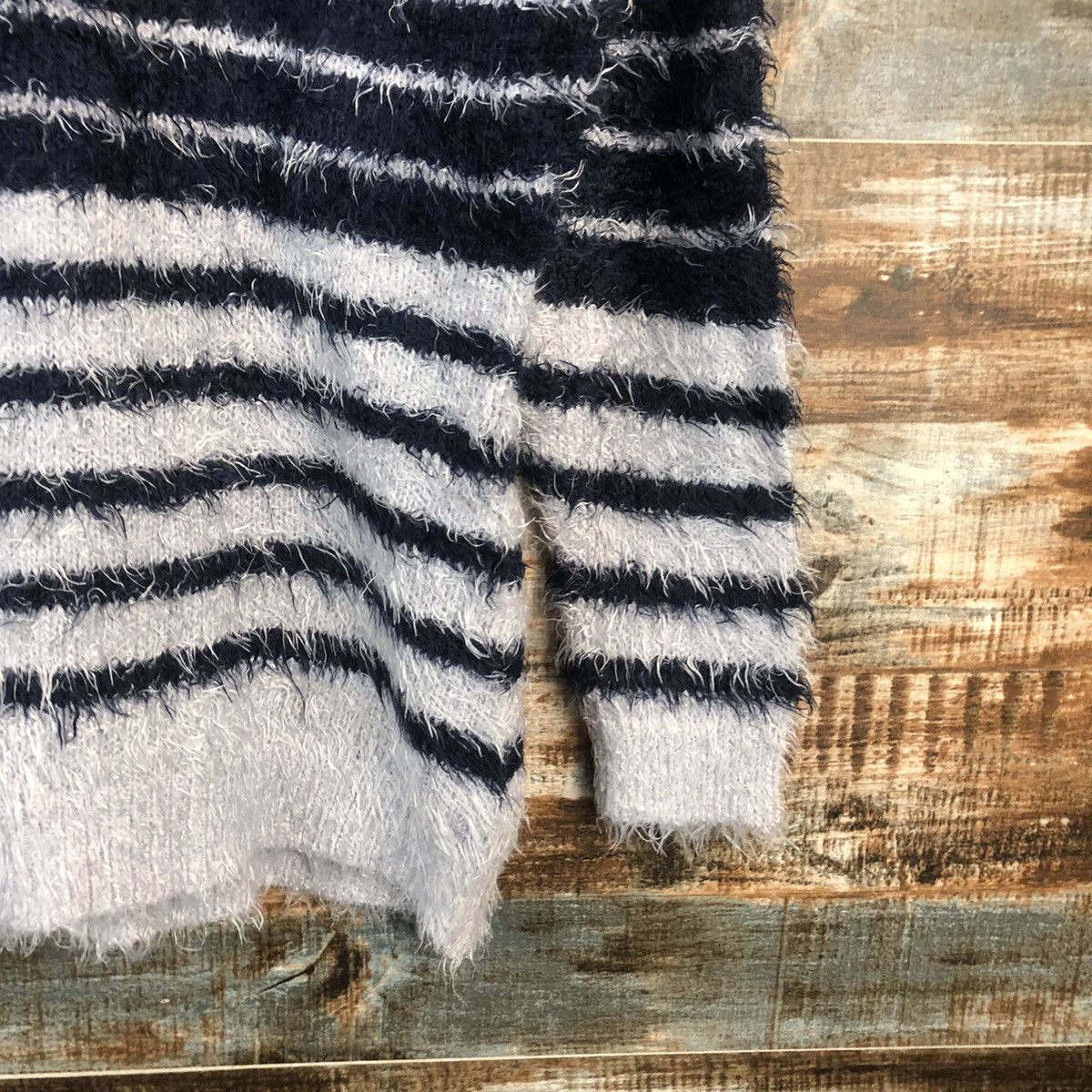 Homespun Knitwear DL Enjoliver Blue Stripe Mohair shaggy Knitwear #C029 Size US M / EU 48-50 / 2 - 8 Thumbnail
