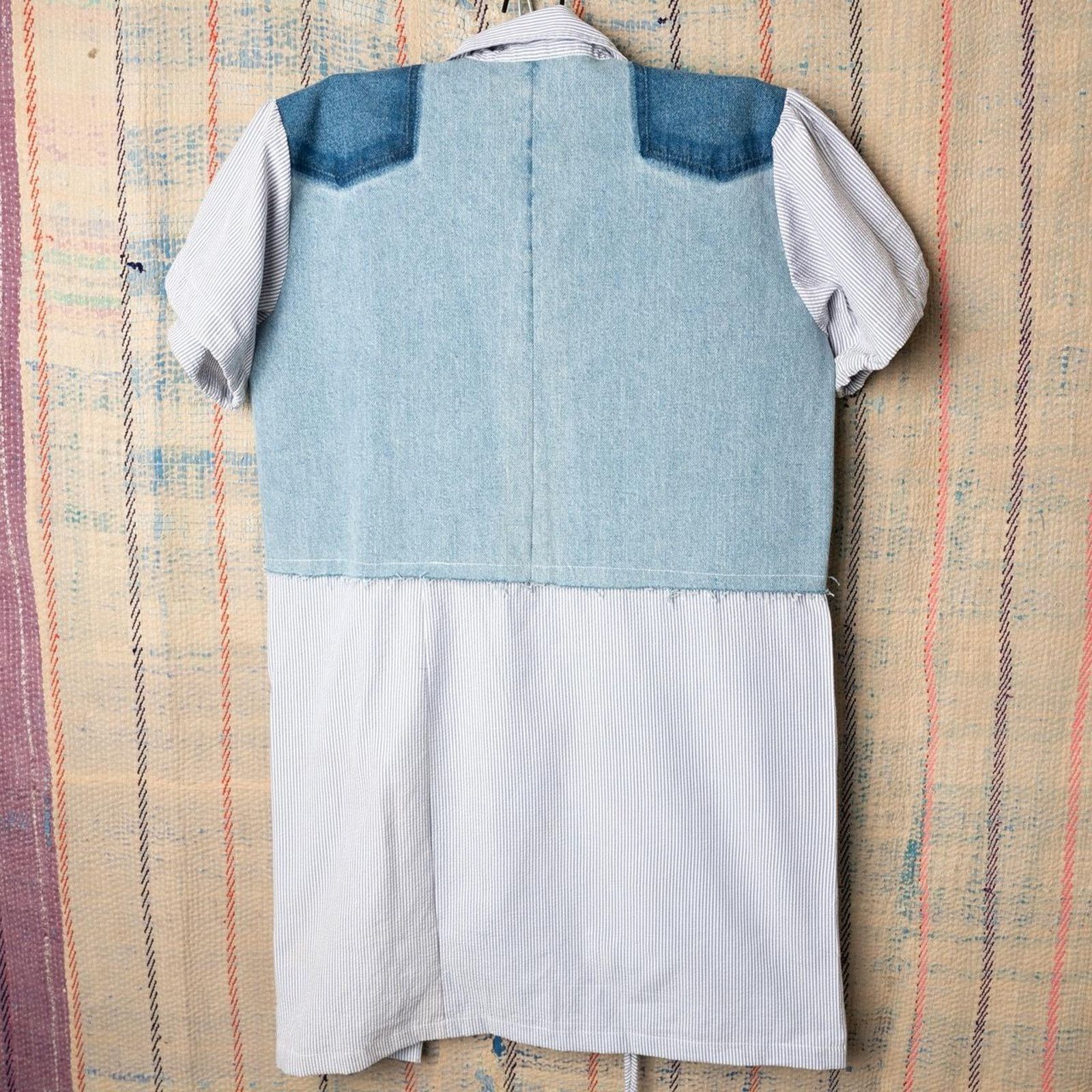 Other Custom reworked denim patchwork shirt / Hybrid Polo Top Size L / US 10 / IT 46 - 2 Thumbnail