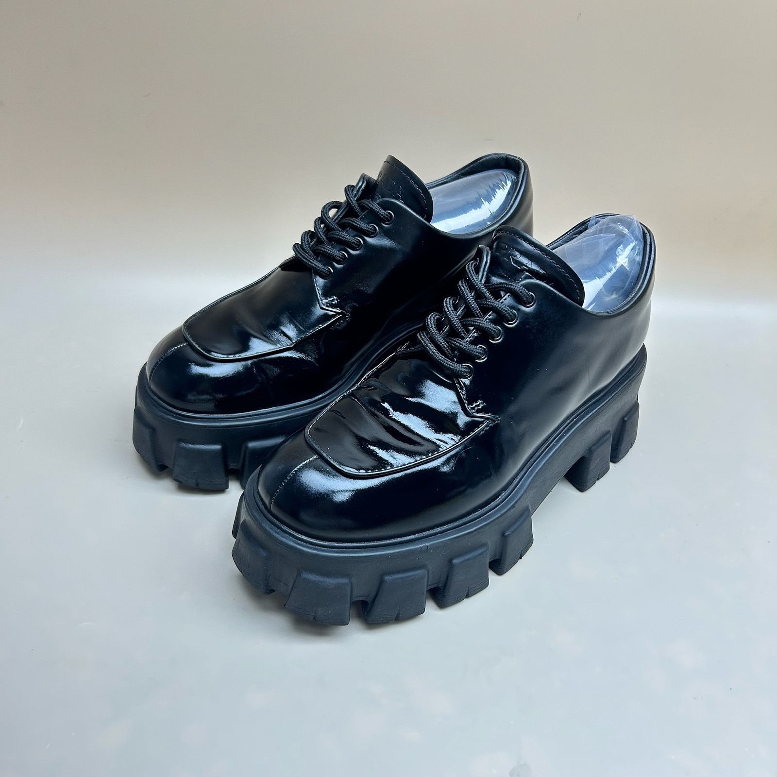 Prada Prada Black Leather Platform Shoes Size 39 Size US 9 / IT 39 - 1 Thumbnail