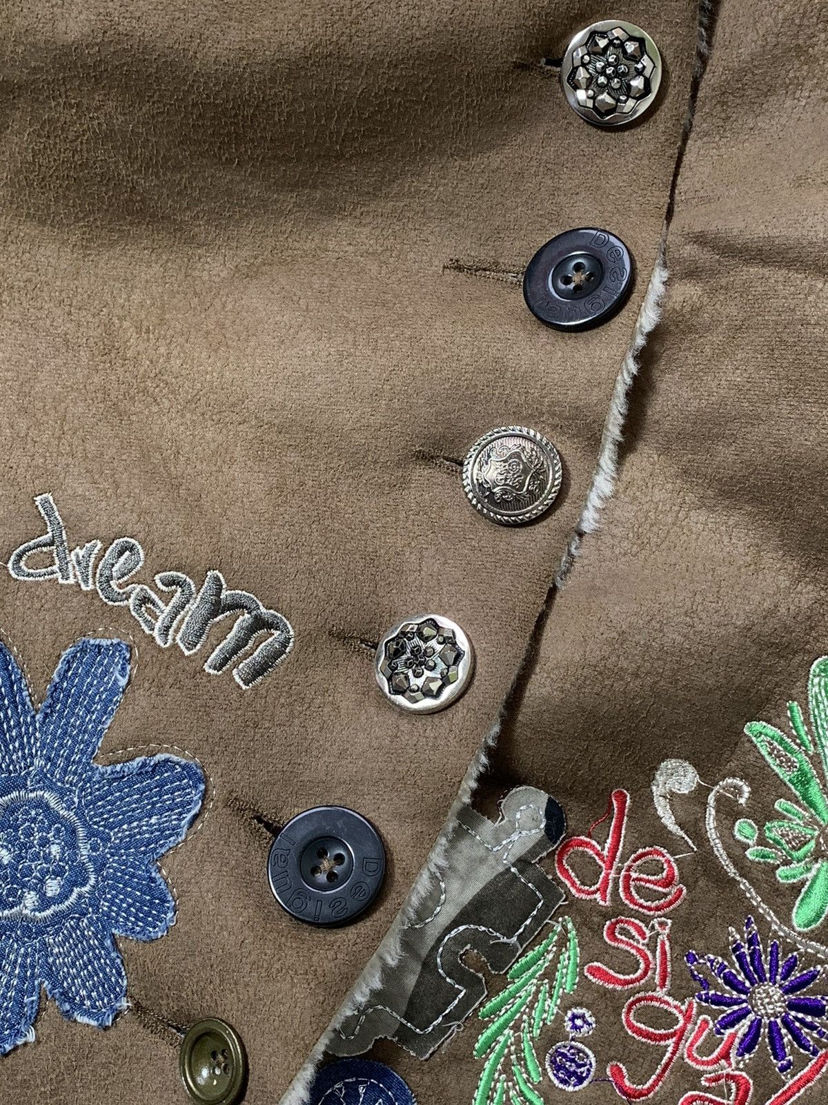 Desigual VINTAGE DESIGUAL AVANT GARDE 2000s SHEEPSKIN COAT Size XS / US 0-2 / IT 36-38 - 11 Thumbnail